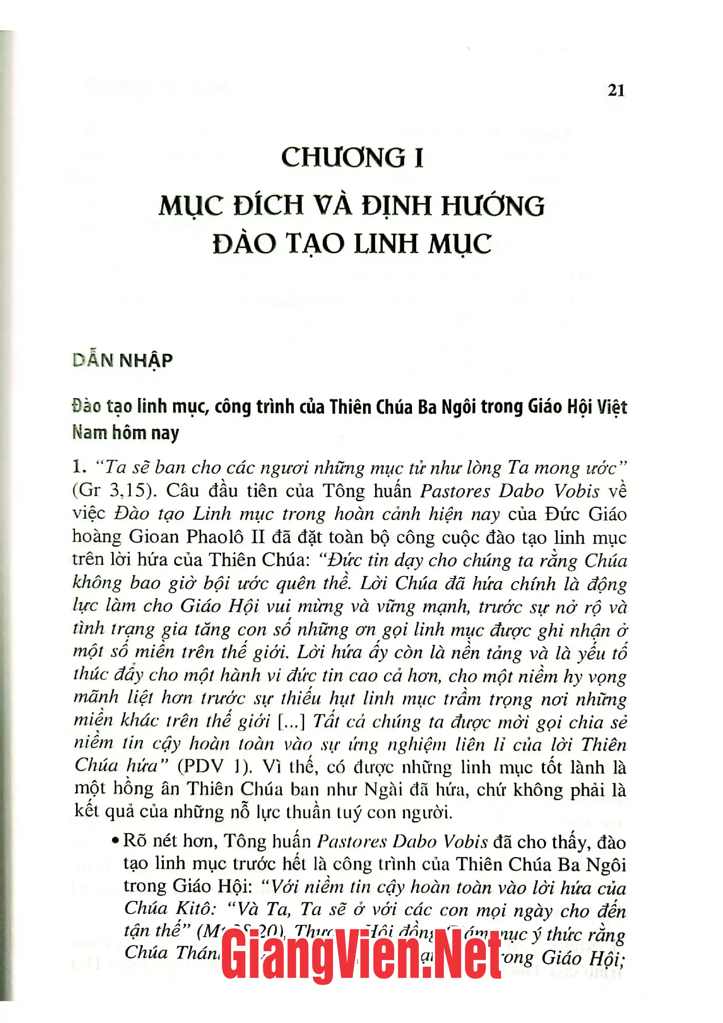 Mục lục chi tiết trang 2 sách Đào tạo linh mục định hướng và chỉ dẫn
