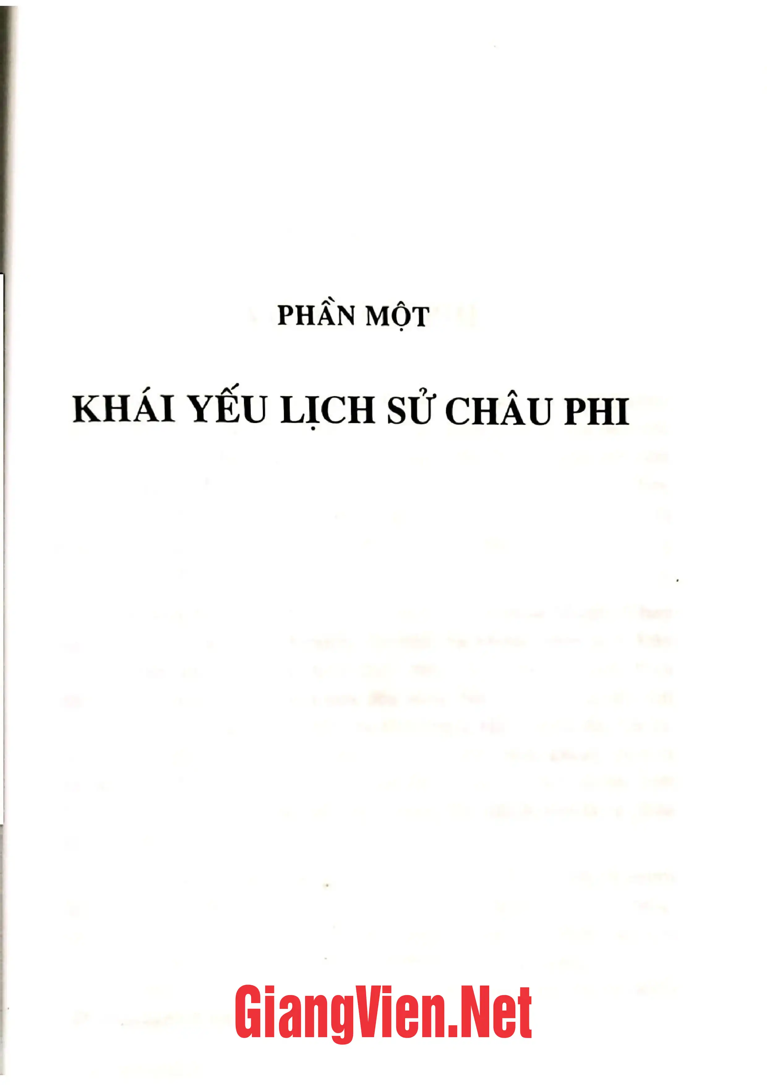 Nội dung trang phụ bản giới thiệu sách Lịch sử châu Phi, Giản yếu