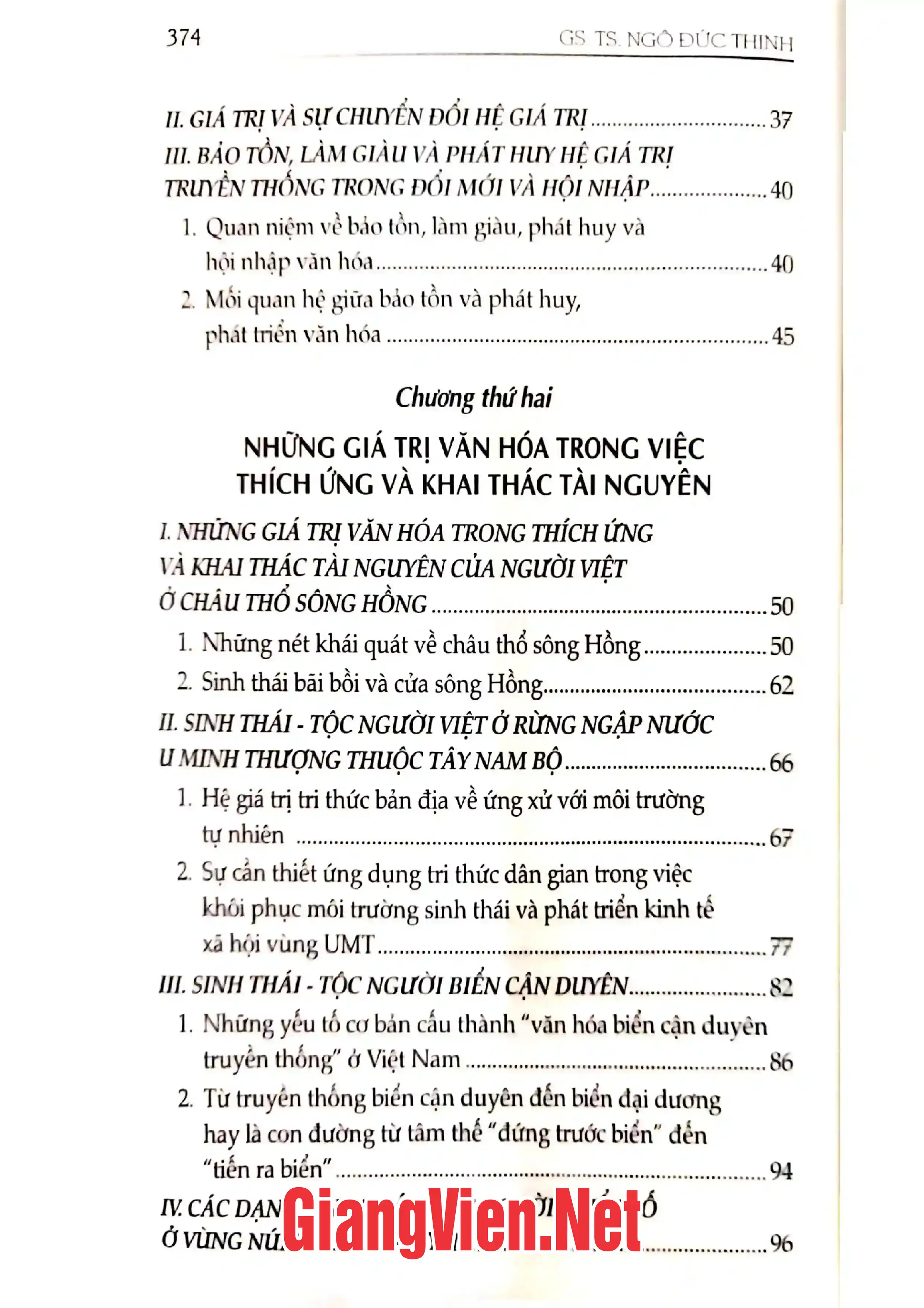 Mục lục chi tiết trang 1 sách Hệ giá trị văn hóa Việt Nam