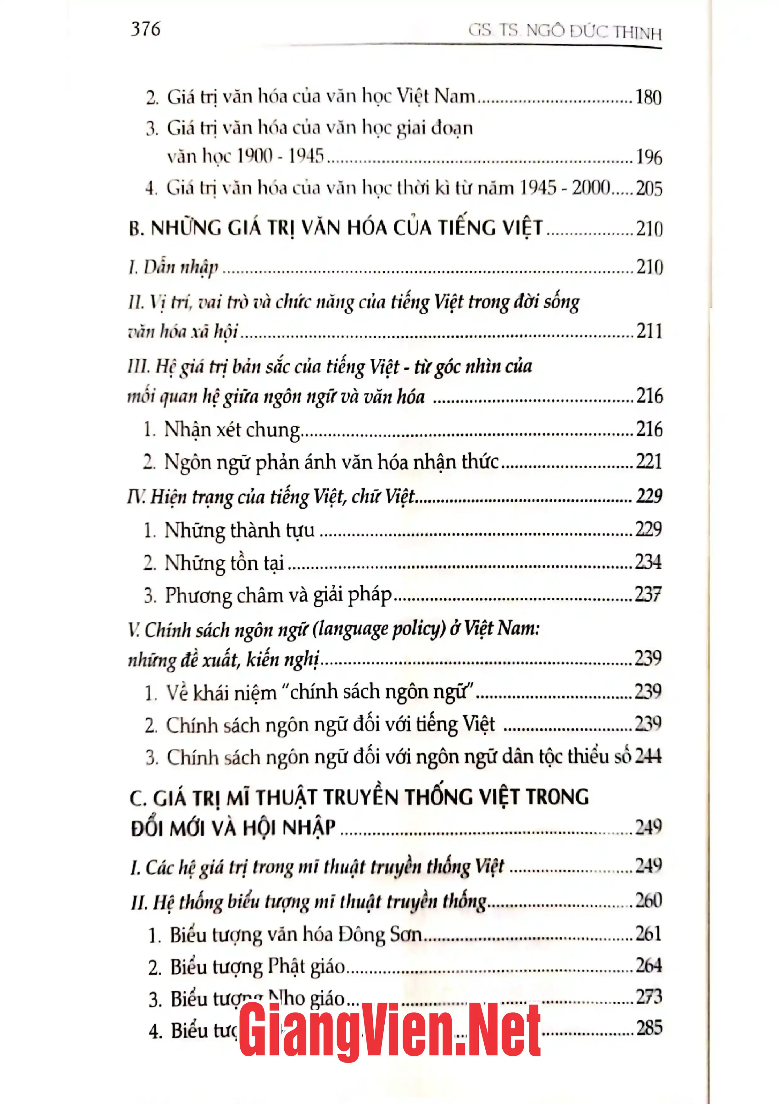 Mục lục chi tiết trang 3 sách Hệ giá trị văn hóa Việt Nam