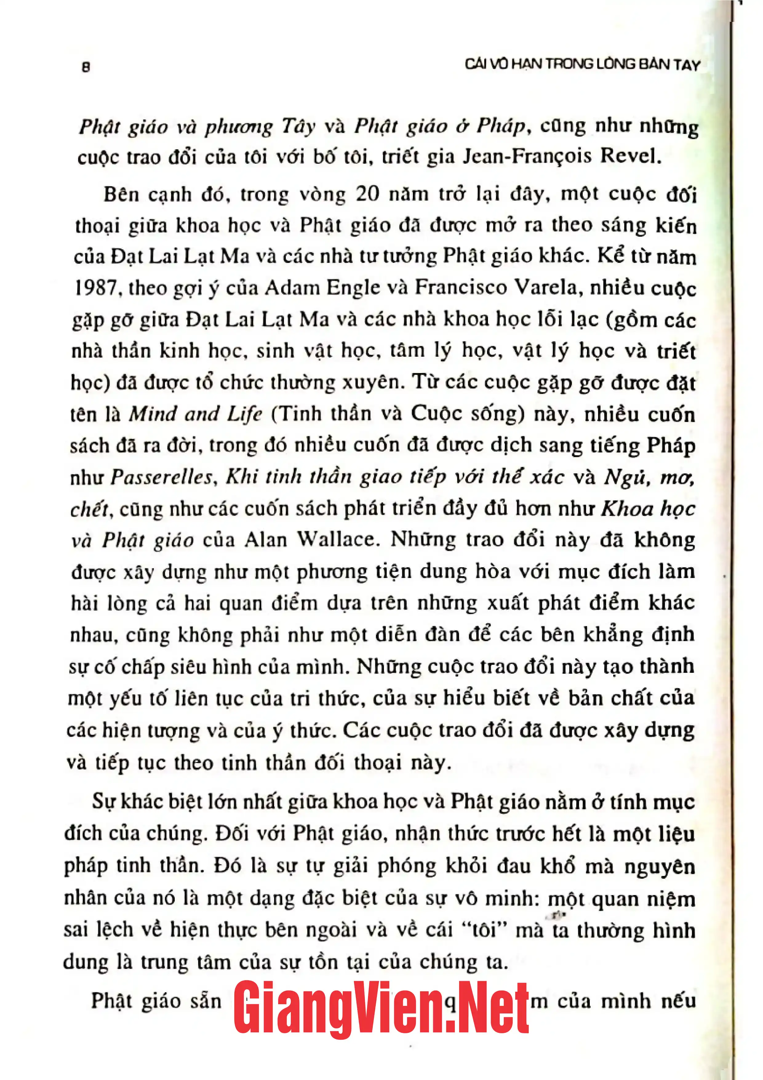 Nội dung trang phụ bản giới thiệu sách Cái vô hạn trong lòng bàn tay, Từ Big Bang đến giác ngộ