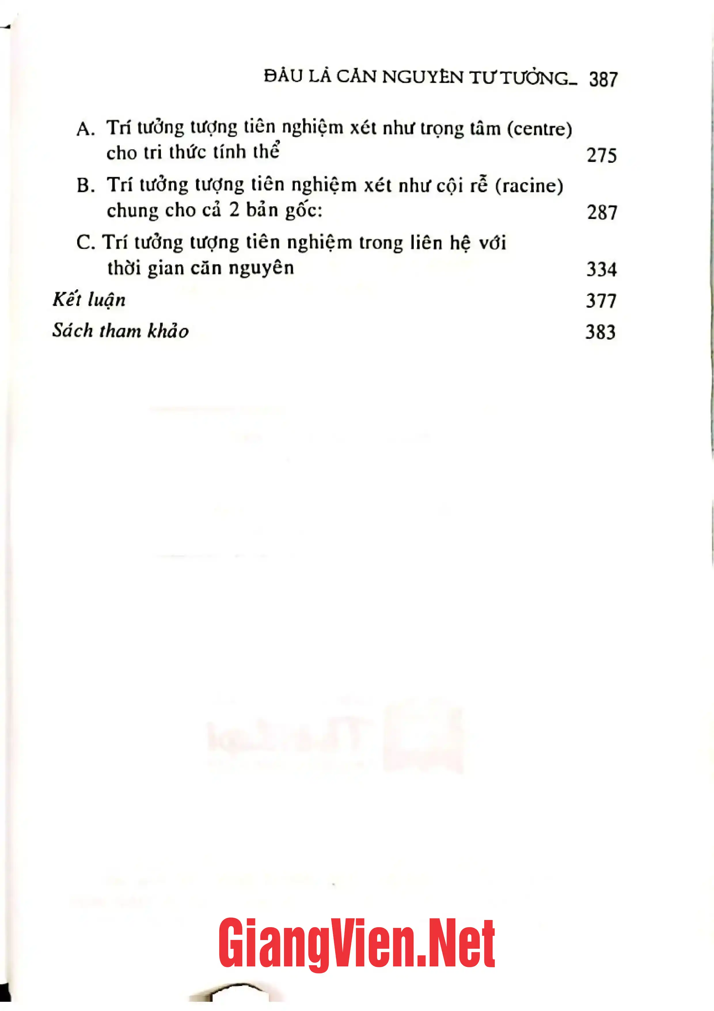 Mục lục chi tiết trang 1 sách Đâu là căn nguyên tư tưởng hay con đường triết lý tử Kant đến Heidegger