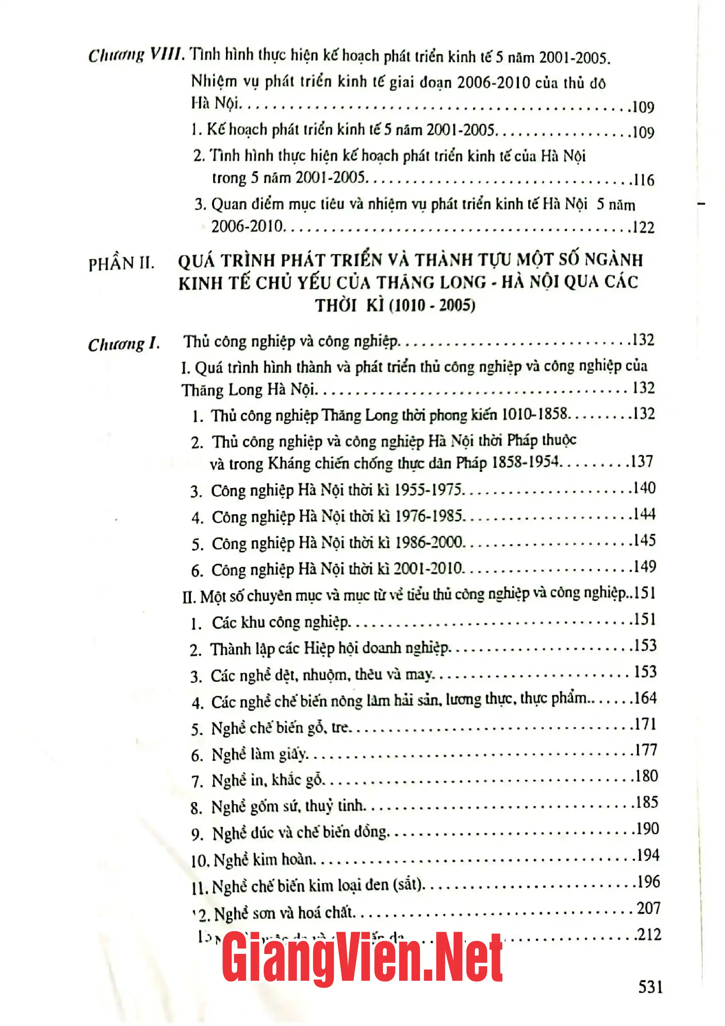 Mục lục chi tiết trang 1 sách Bách khoa thư Hà Nội, Tập 5 Kinh tế