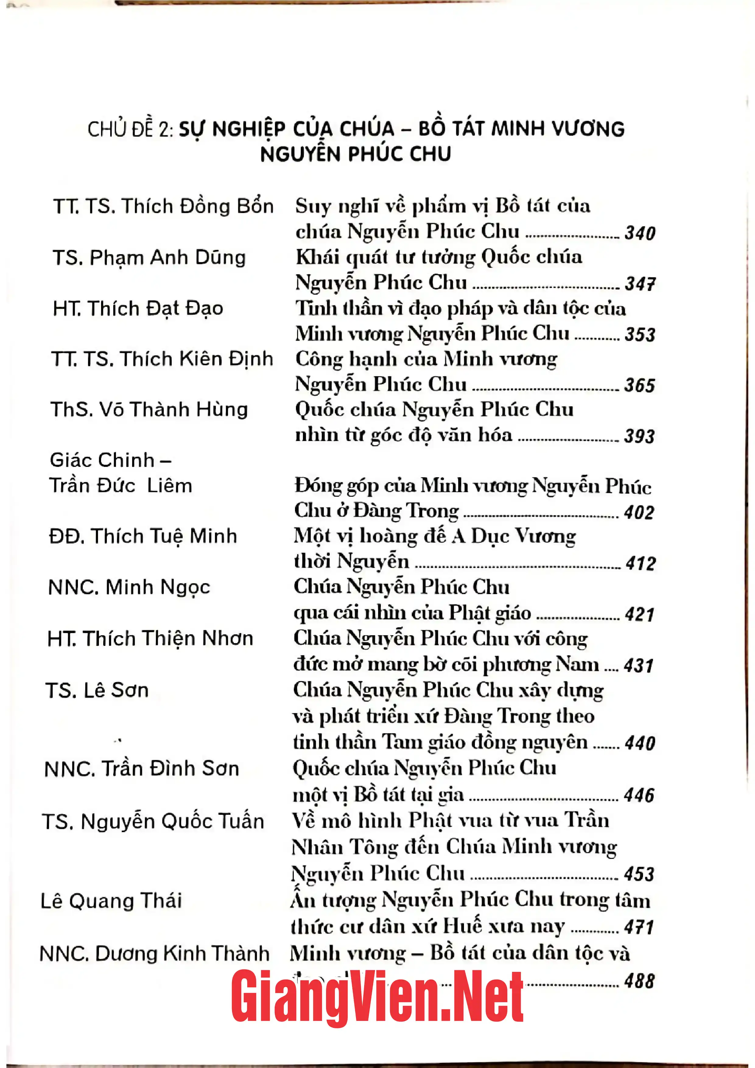 Mục lục chi tiết trang 2 sách Phật giáo thời Nguyễn