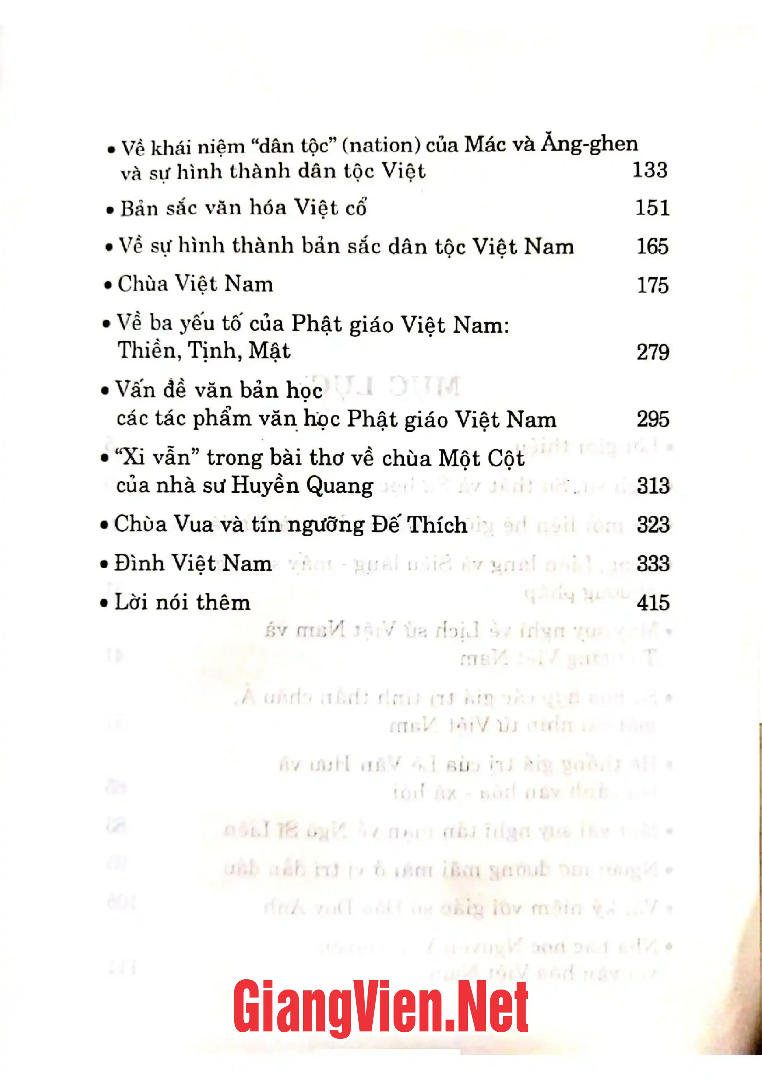 Mục lục chi tiết trang 1 sách Đến với lịch sử văn hóa Việt Nam