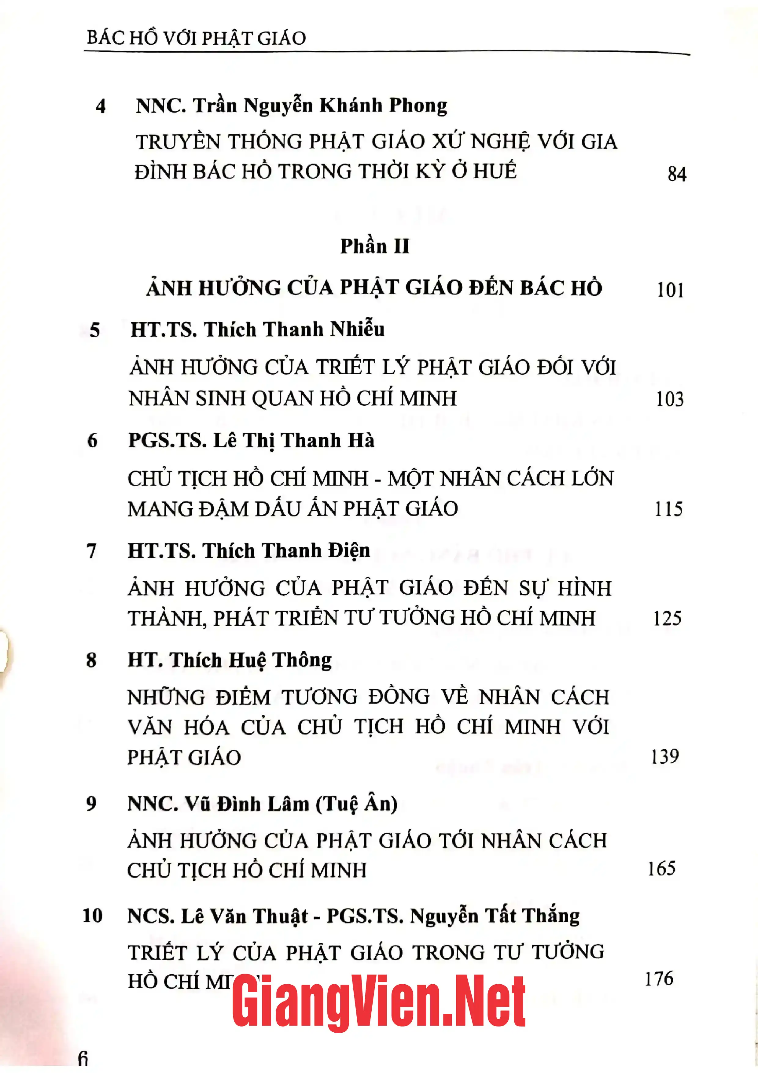 Mục lục chi tiết trang 1 sách Bác Hồ với Phật giáo