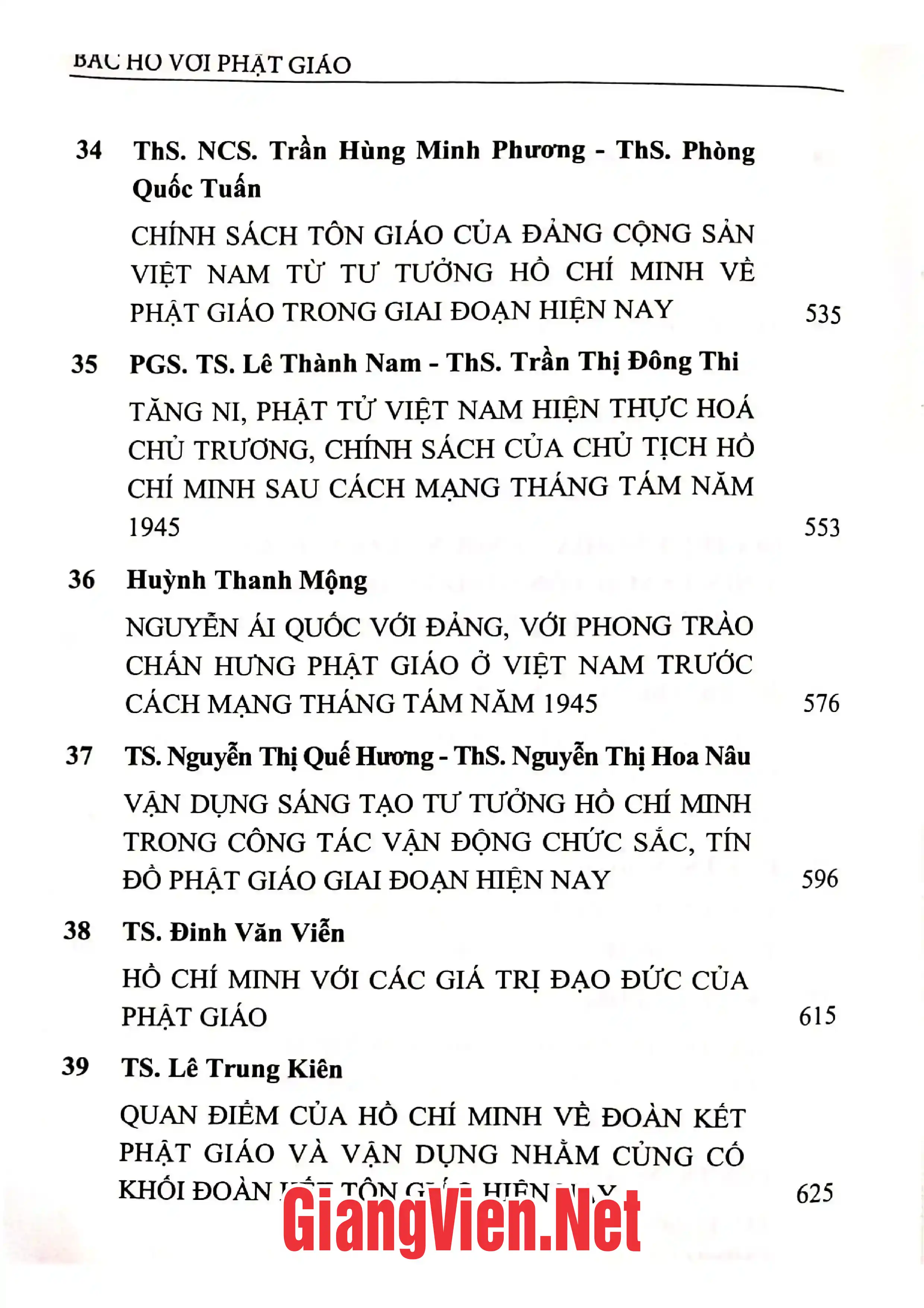 Nội dung mục lục và hình ảnh sách Bác Hồ với Phật giáo - Trang 5