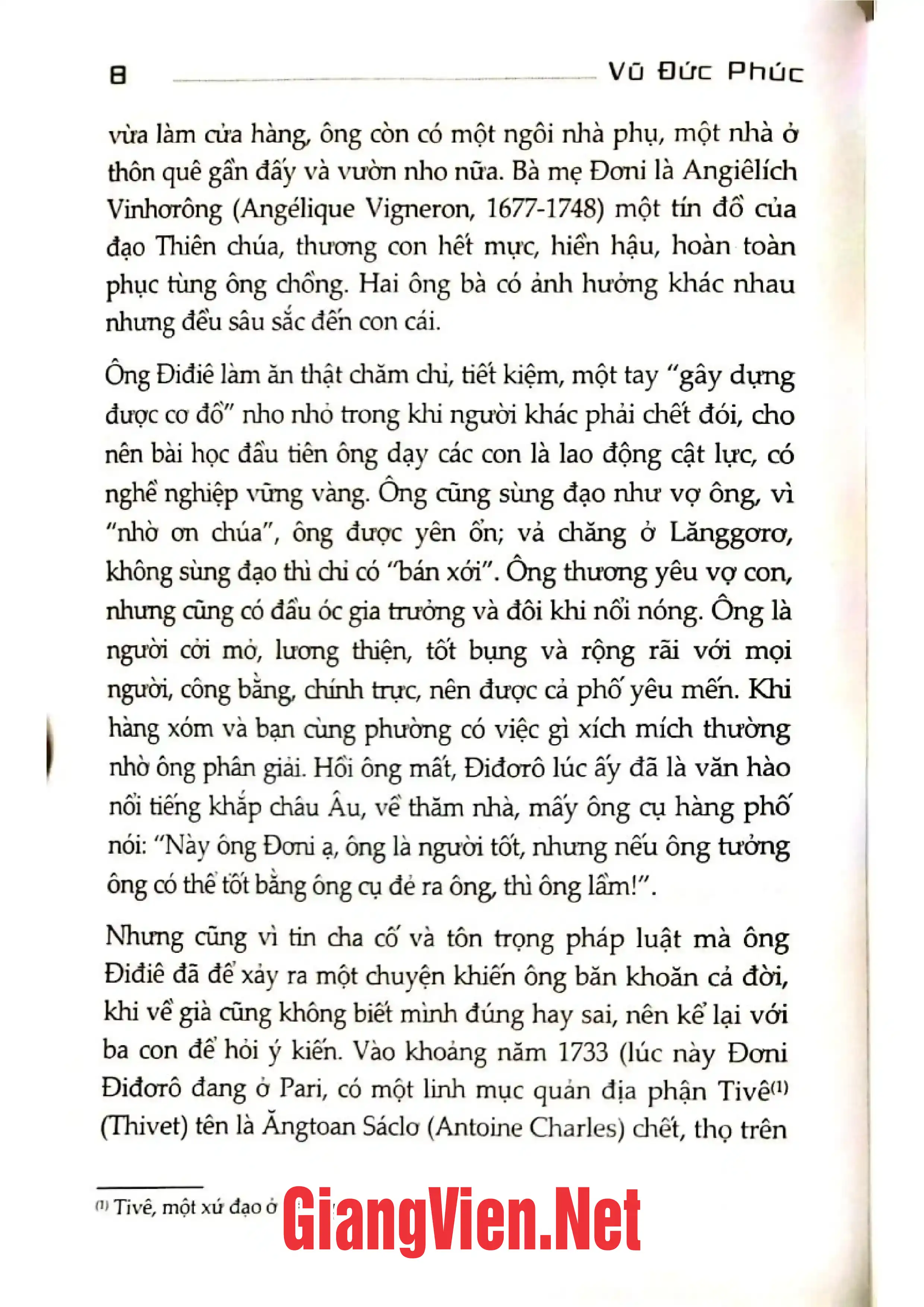 Nội dung trang phụ bản giới thiệu sách Điđôrô và thế kỷ ánh sáng
