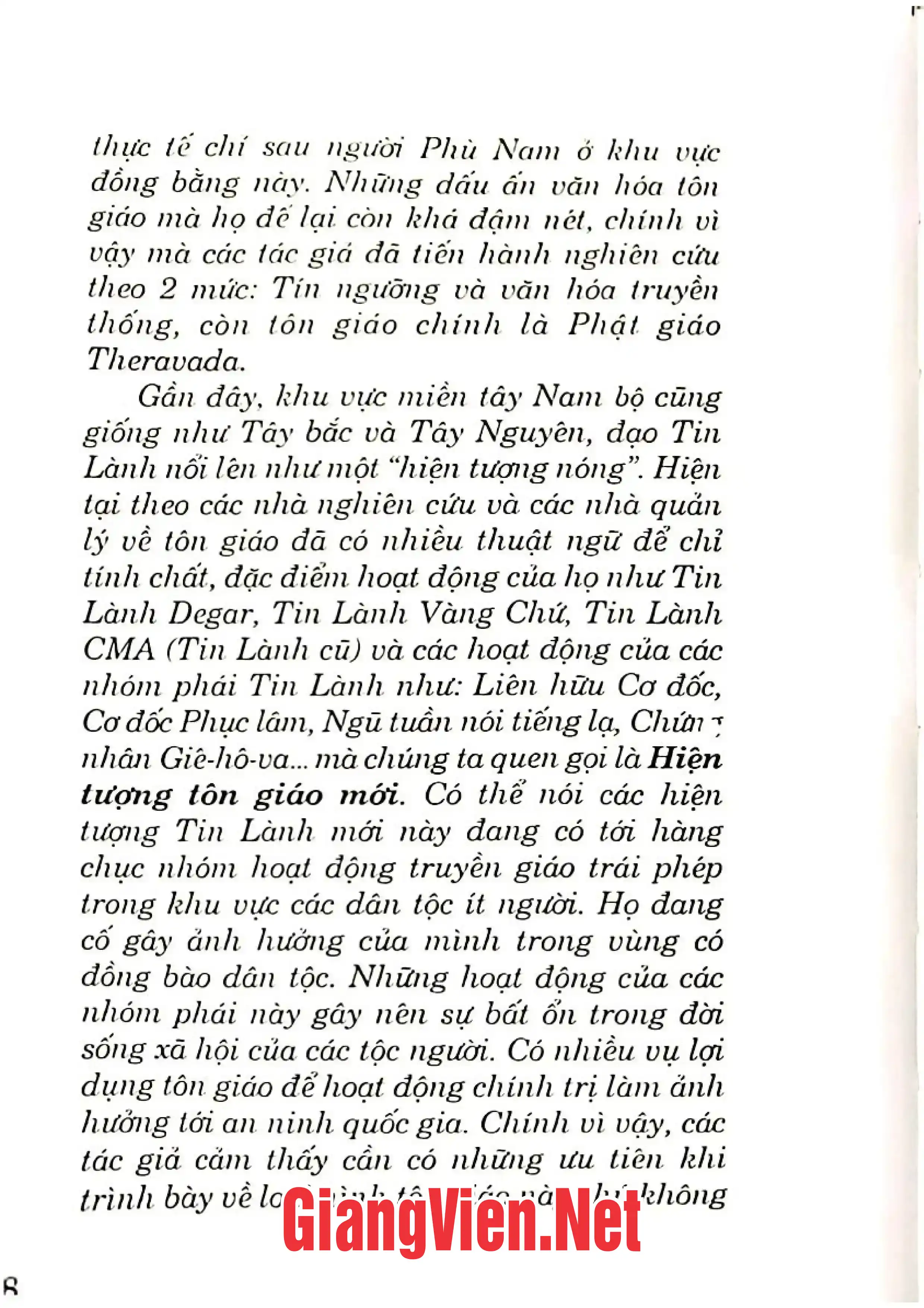 Nội dung trang phụ bản giới thiệu sách Tôn giáo tín ngưỡng của các cư dân vùng đồng bằng sông Cửu Long