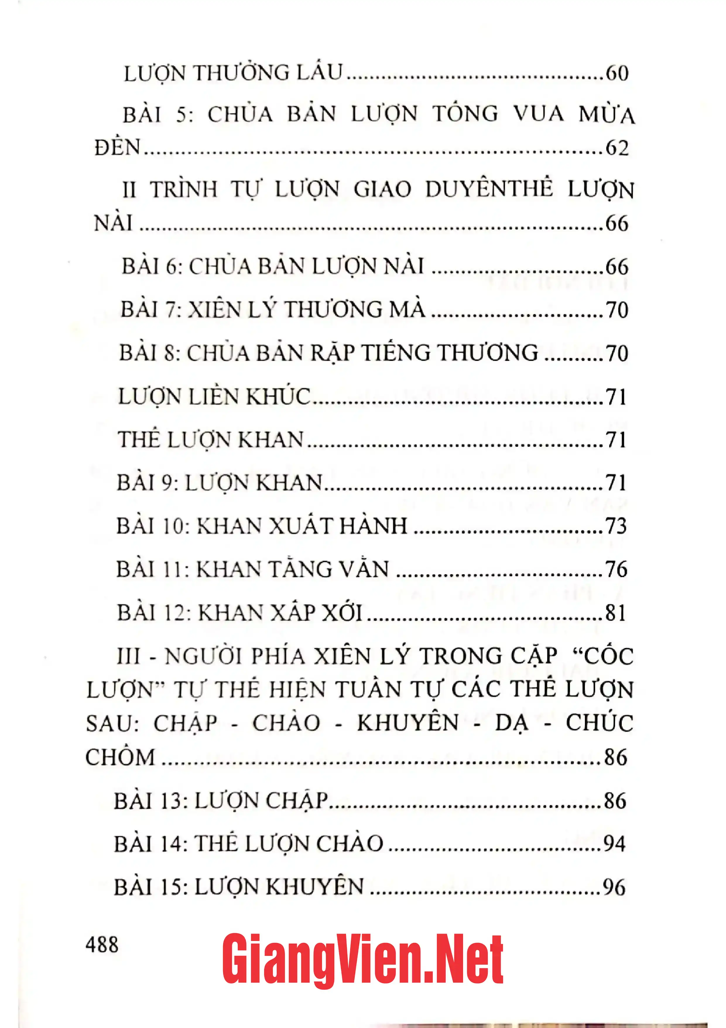 Mục lục chi tiết trang 1 sách Lượn thương - Lễ hội Lồng tồng Việt Bắc