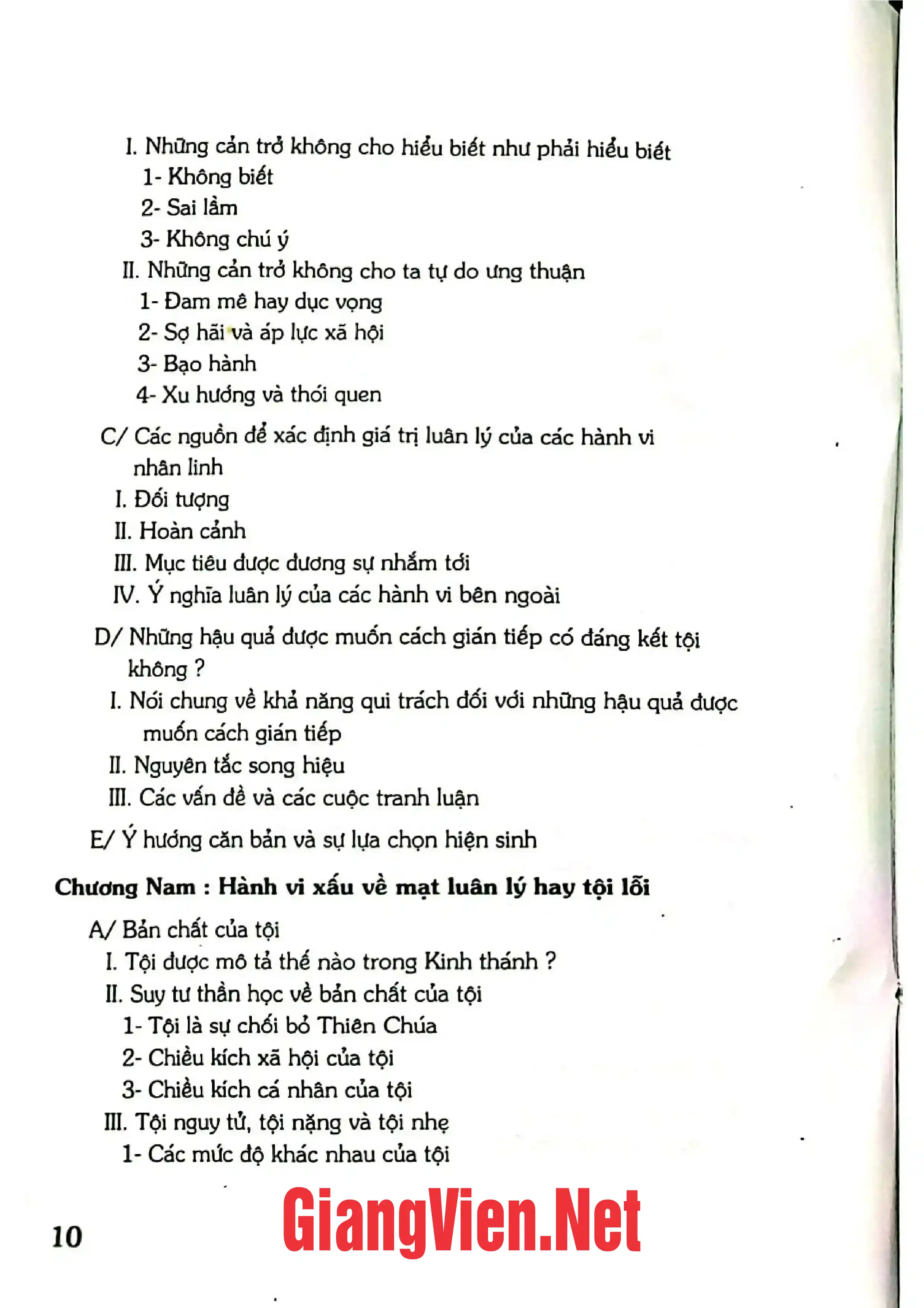 Nội dung mục lục và hình ảnh sách Thần học luân lý tổng quát Tập I - Trang 5