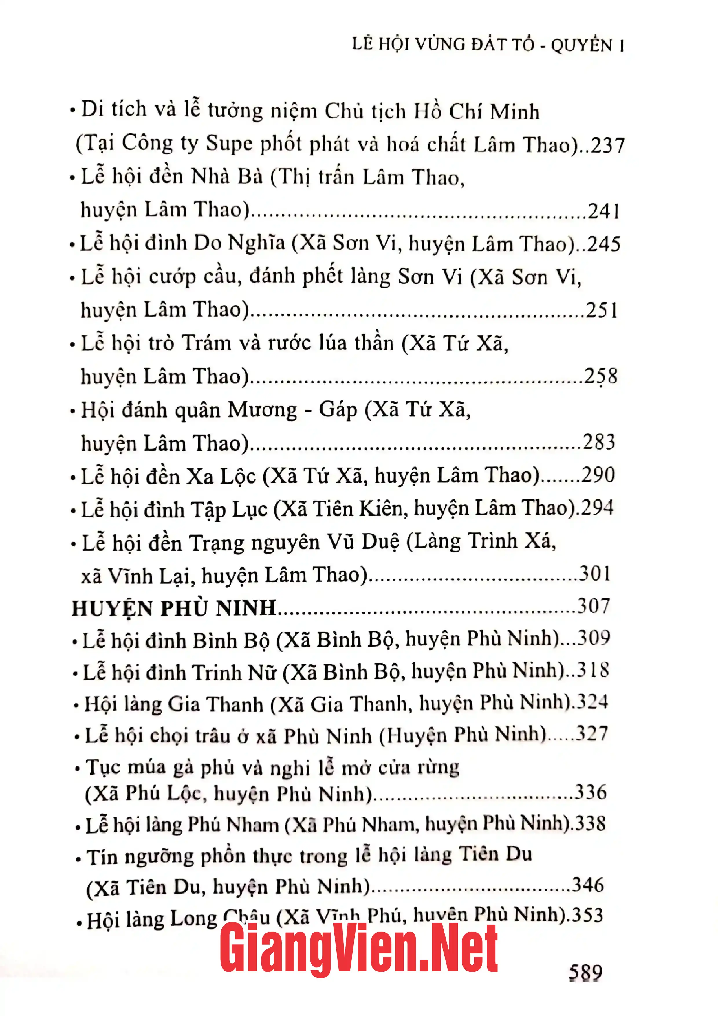 Mục lục chi tiết trang 2 sách Lễ hội vùng đất Tổ quyền 1