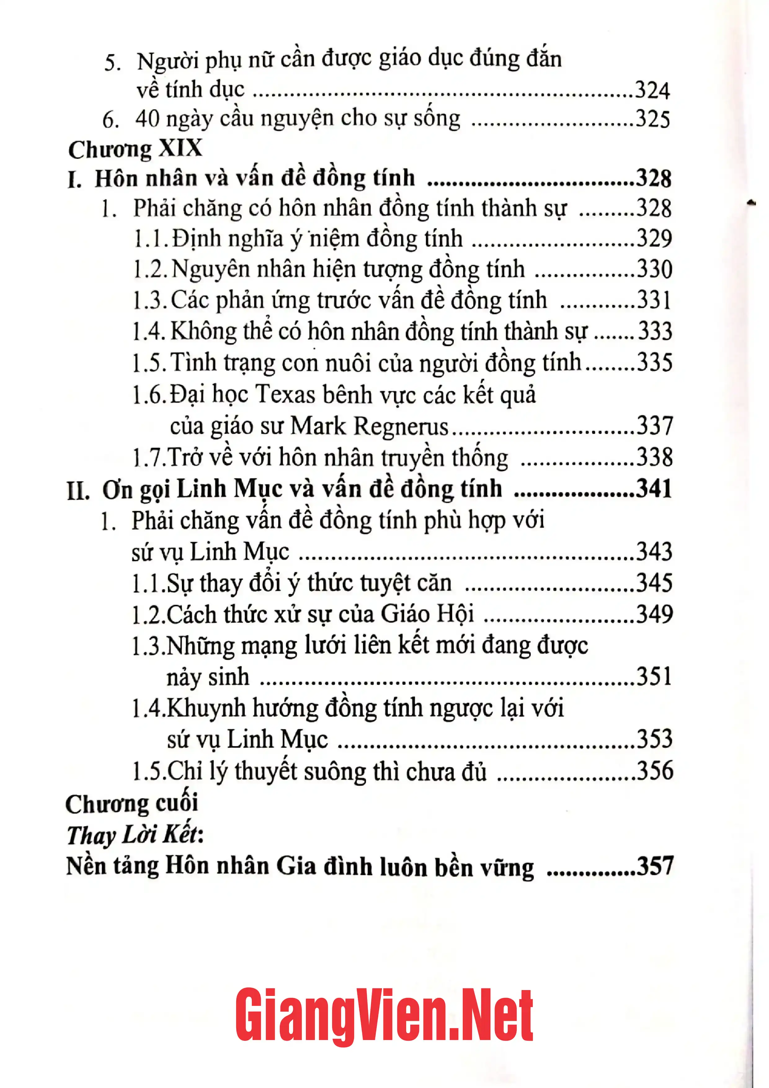 Nội dung mục lục và hình ảnh sách Những suy tư đúng đắn về Hôn nhân và Gia đình Công giáo - Trang 5