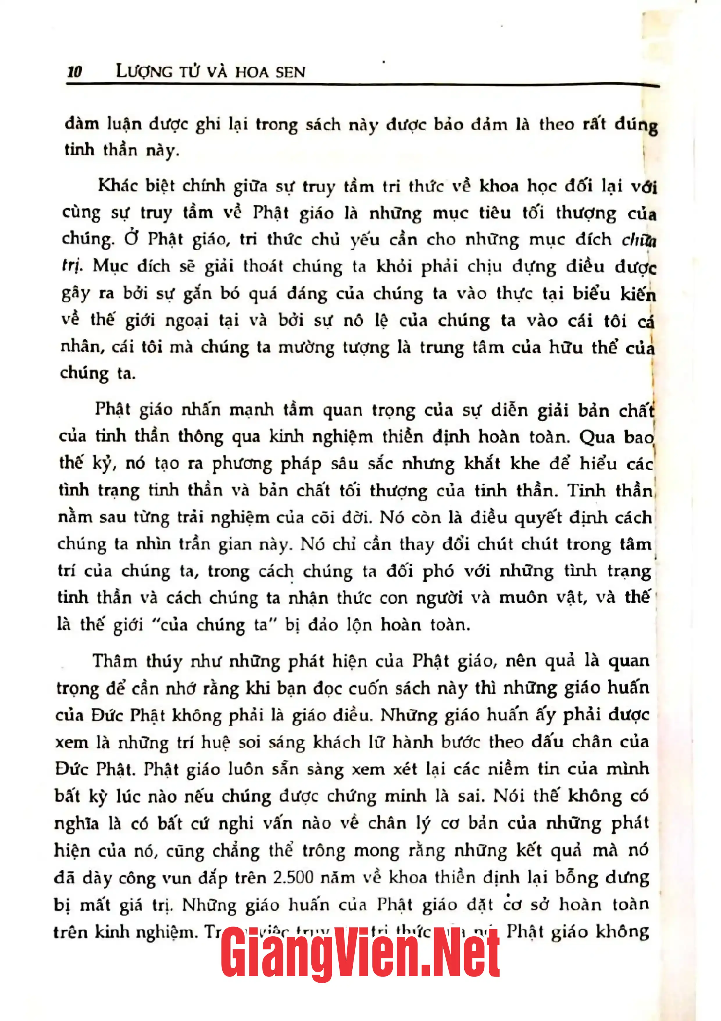 Nội dung trang phụ bản giới thiệu sách Lượng Tử và Hoa Sen, Hành trình tiến đến giao lộ giữa khoa học và Phật giáo