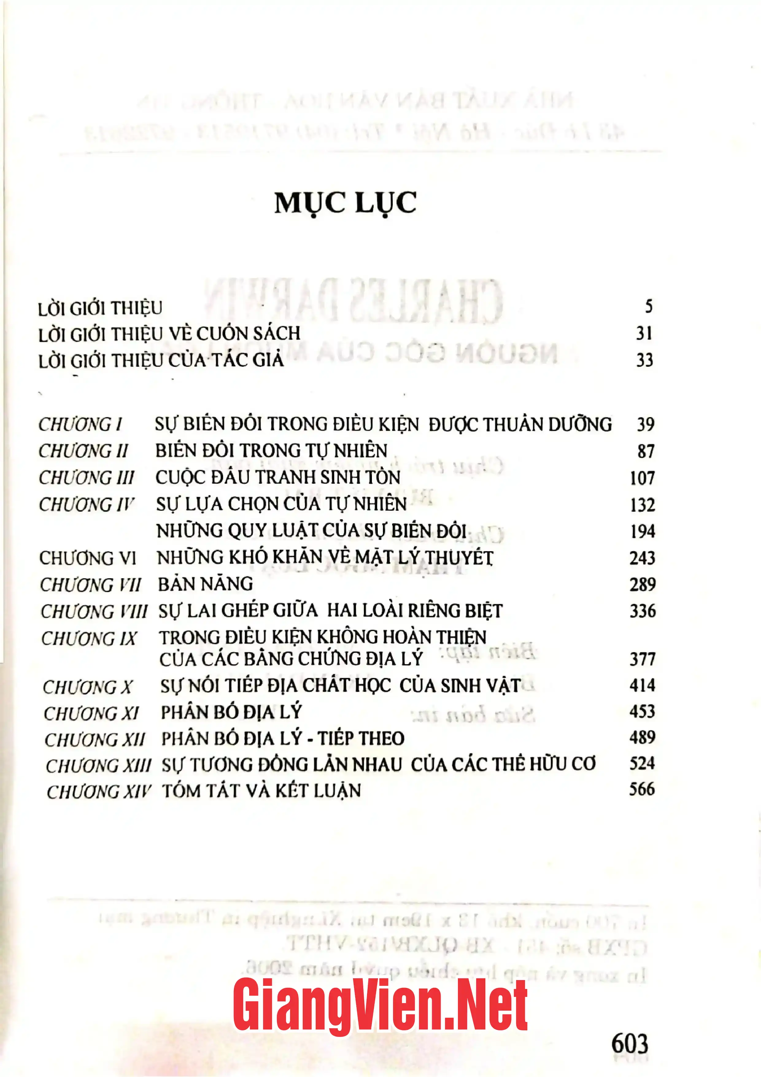 Trang bìa chính thức sách Nguồn gốc của muôn loài