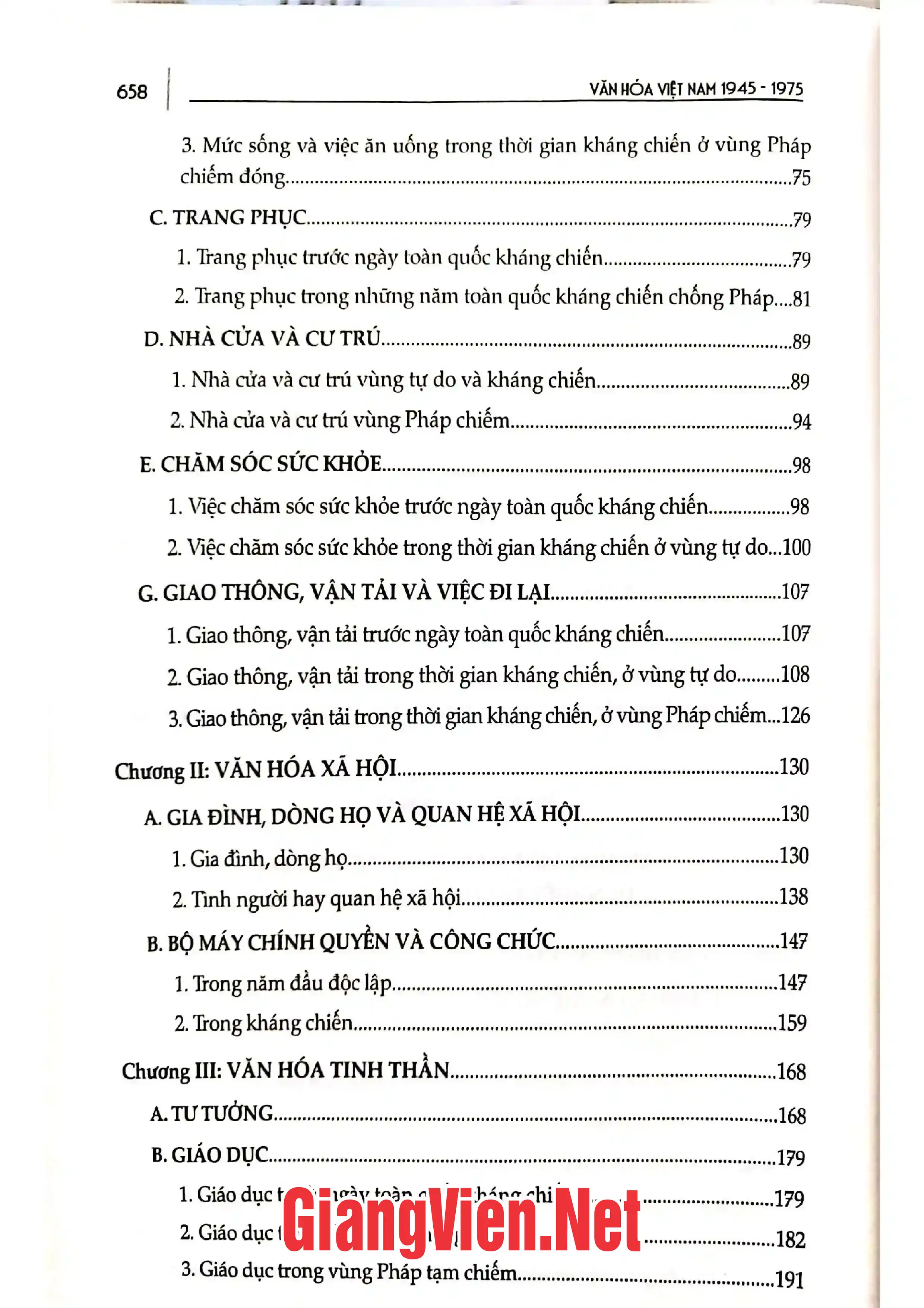 Mục lục chi tiết trang 1 sách Văn hóa Việt Nam 1945 - 1975