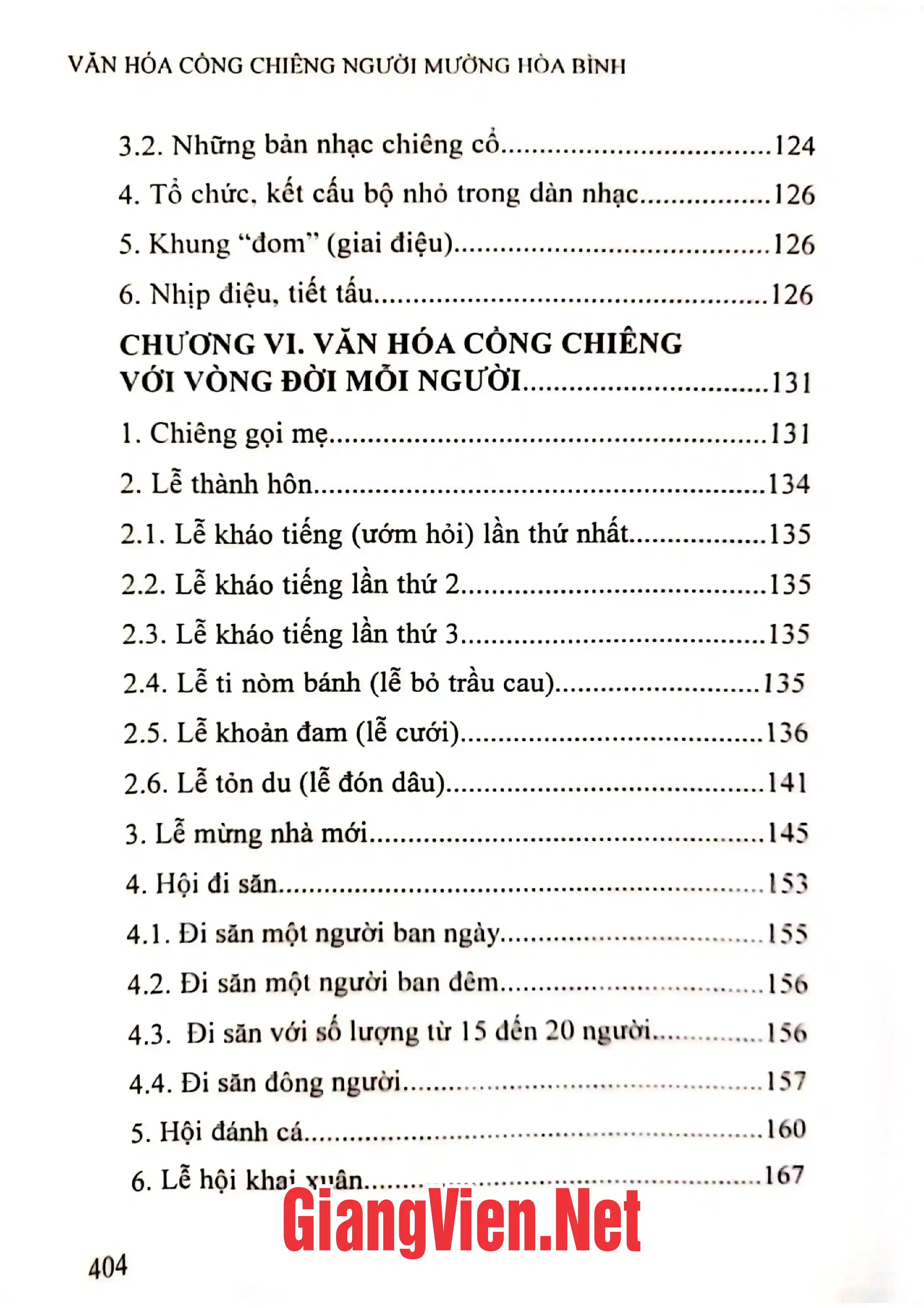 Mục lục chi tiết trang 3 sách Văn hóa cồng chiêng người Mường Hòa Bình