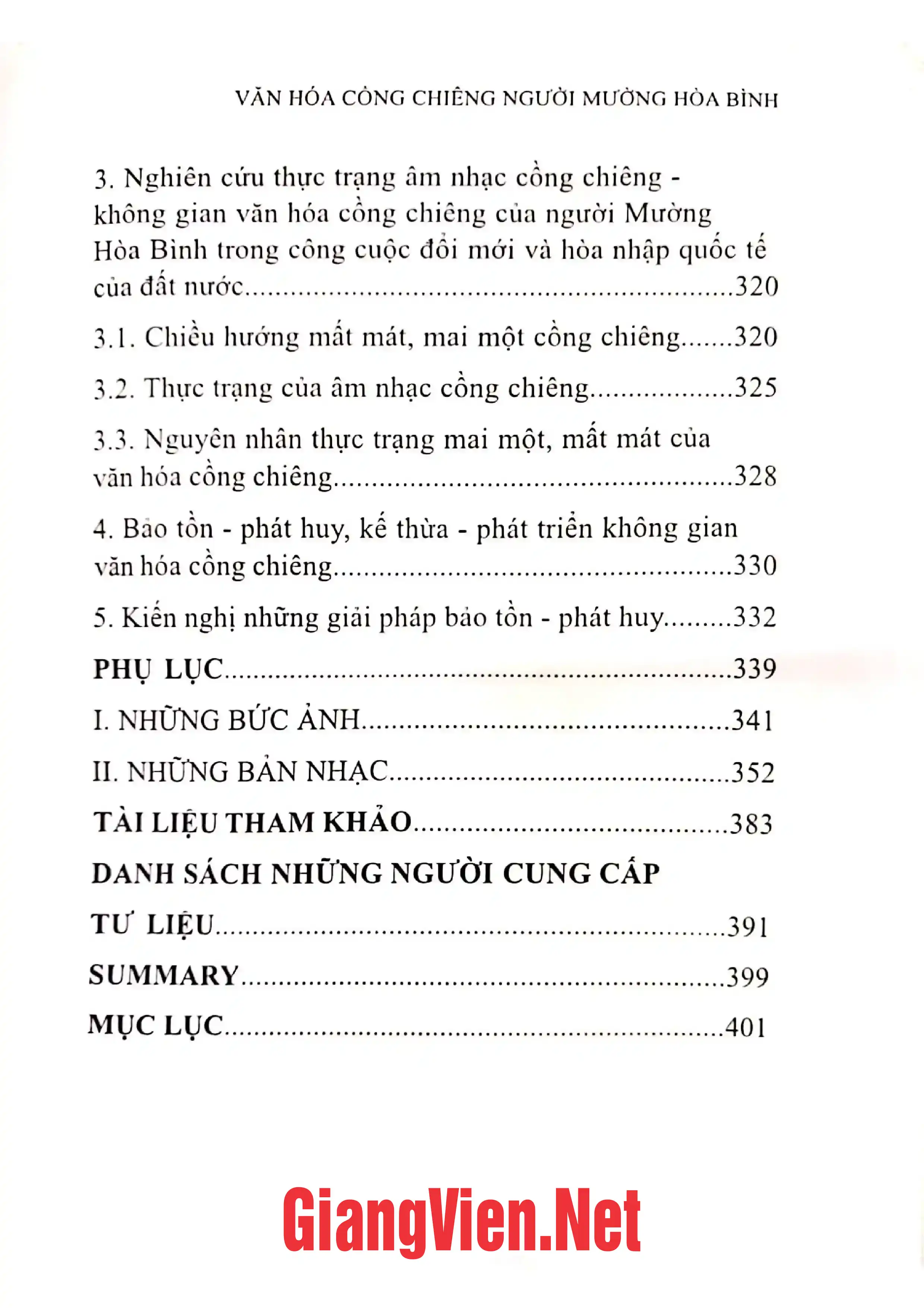 Nội dung mục lục và hình ảnh sách Văn hóa cồng chiêng người Mường Hòa Bình - Trang 6