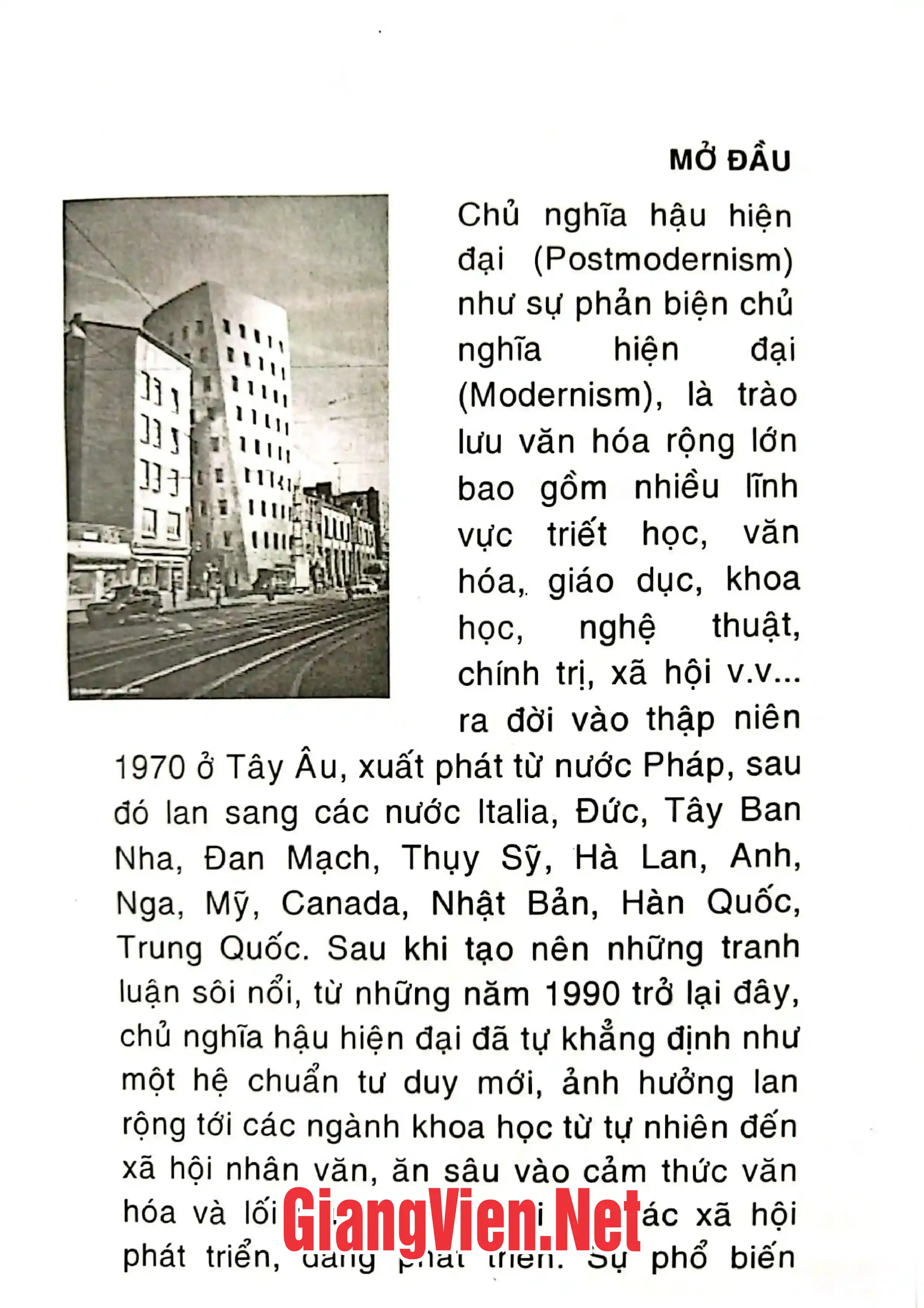 Nội dung trang phụ bản giới thiệu sách Chủ nghĩa hậu hiện đại