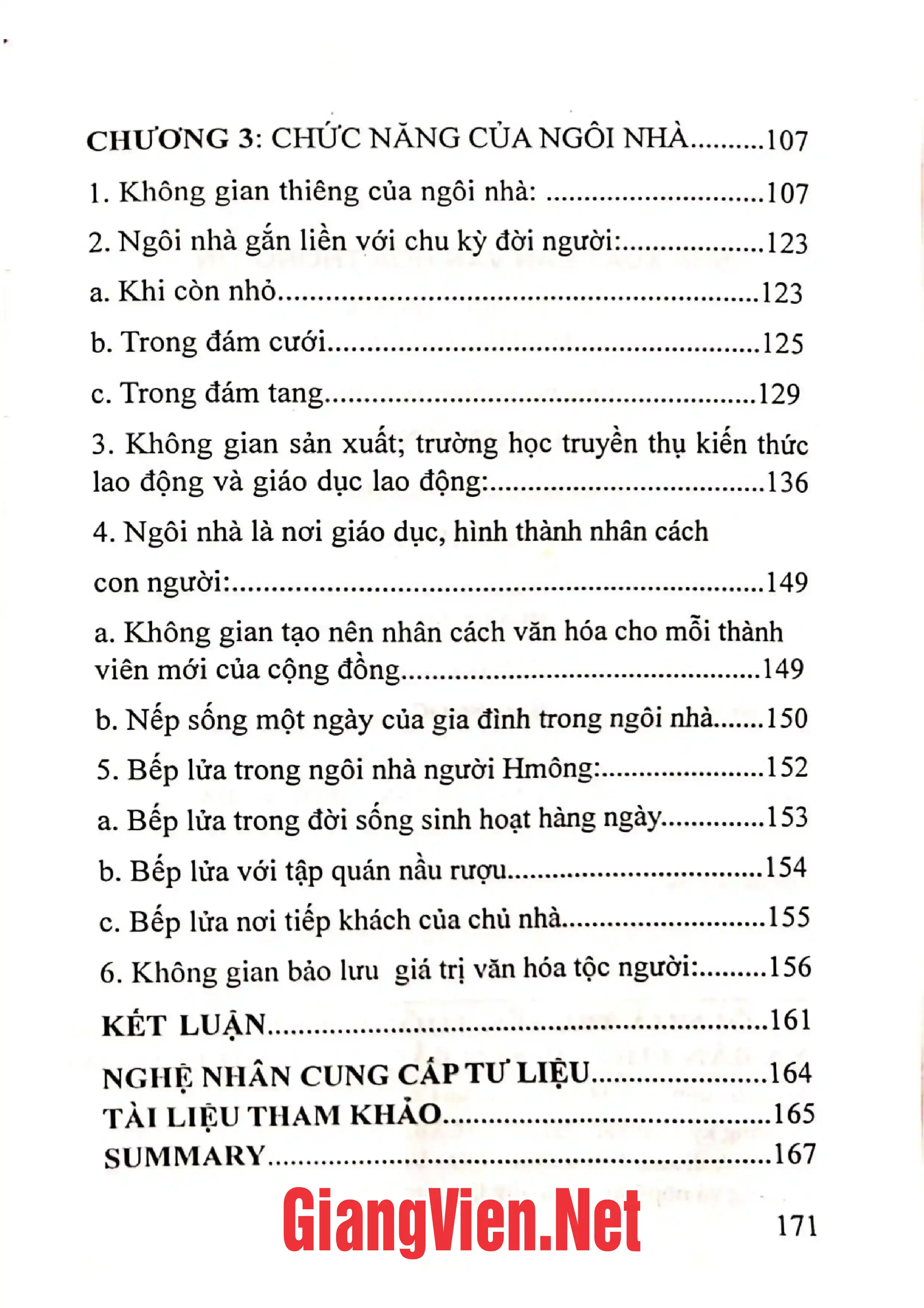 Mục lục chi tiết trang 2 sách Ngôi nhà truyền thống người Hmông xã Bản Phố, huyện Bắc Hà, tỉnh Lào Cai