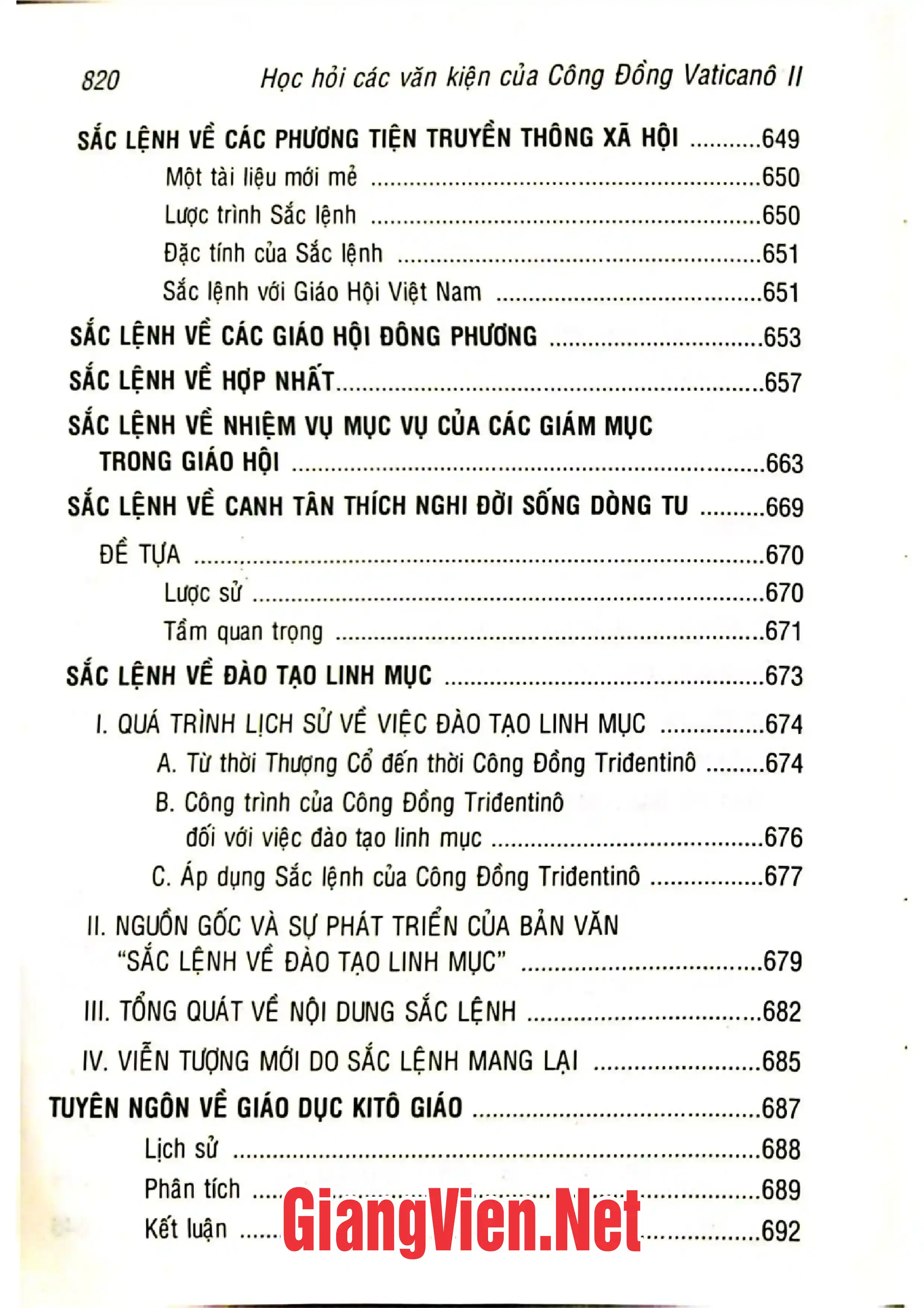 Nội dung mục lục và hình ảnh sách Học hỏi các văn kiện của công đồng Vaticanô II - Trang 5