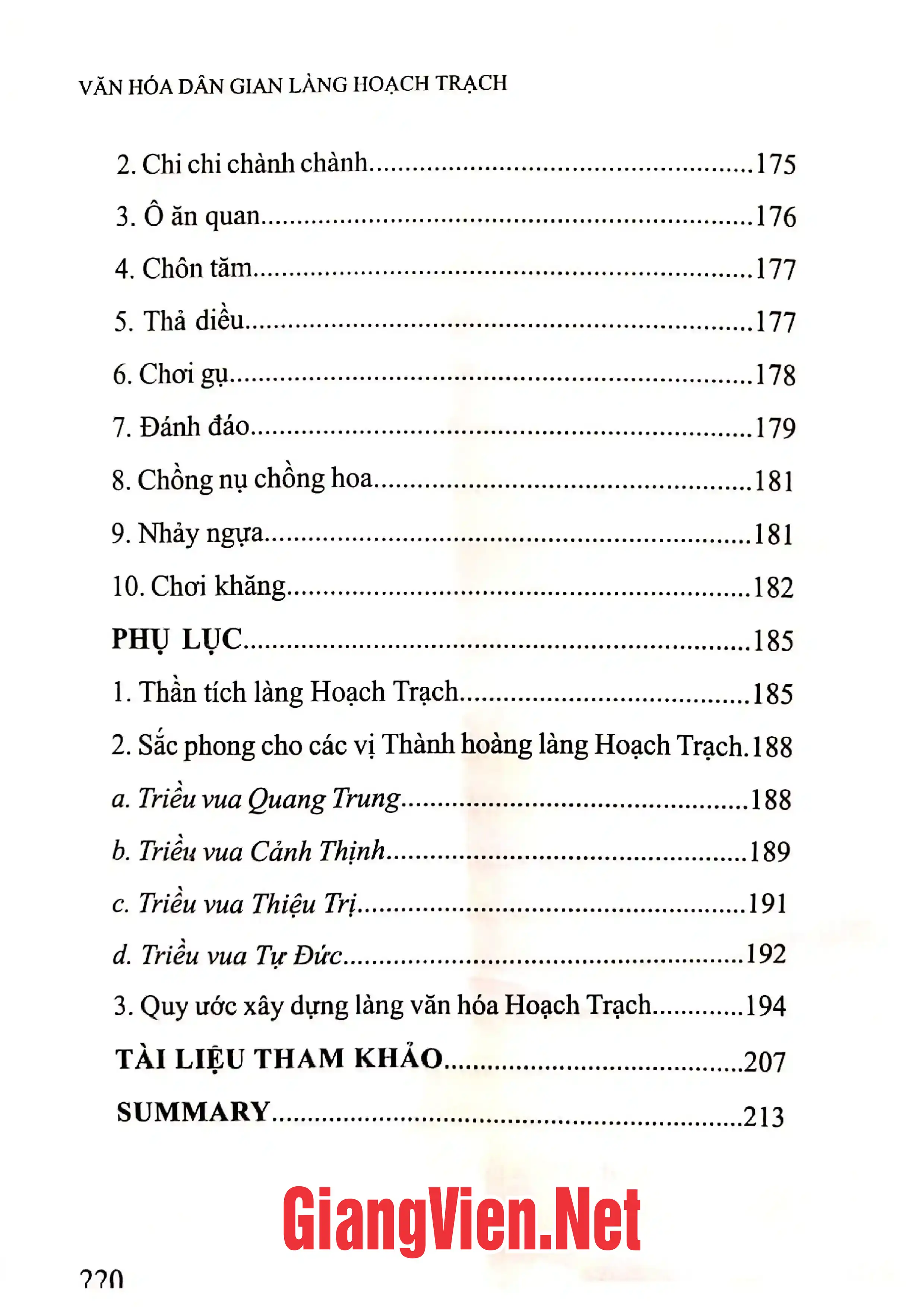 Nội dung mục lục và hình ảnh sách Văn hóa dân gian làng Hoạch Trạch - Trang 5