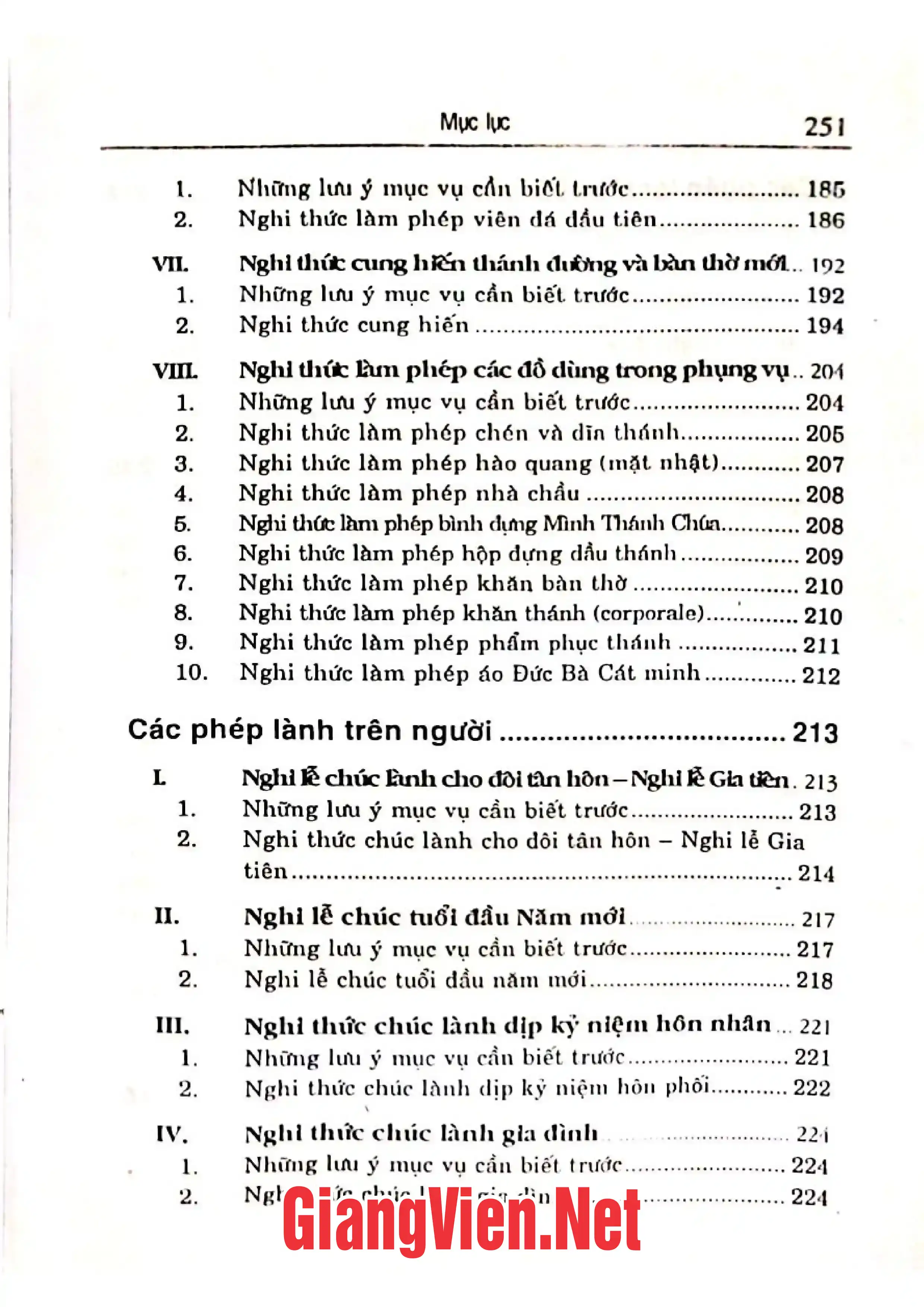 Nội dung trang phụ bản giới thiệu sách Cẩm nang các nghi thức bí tích và á bí tích