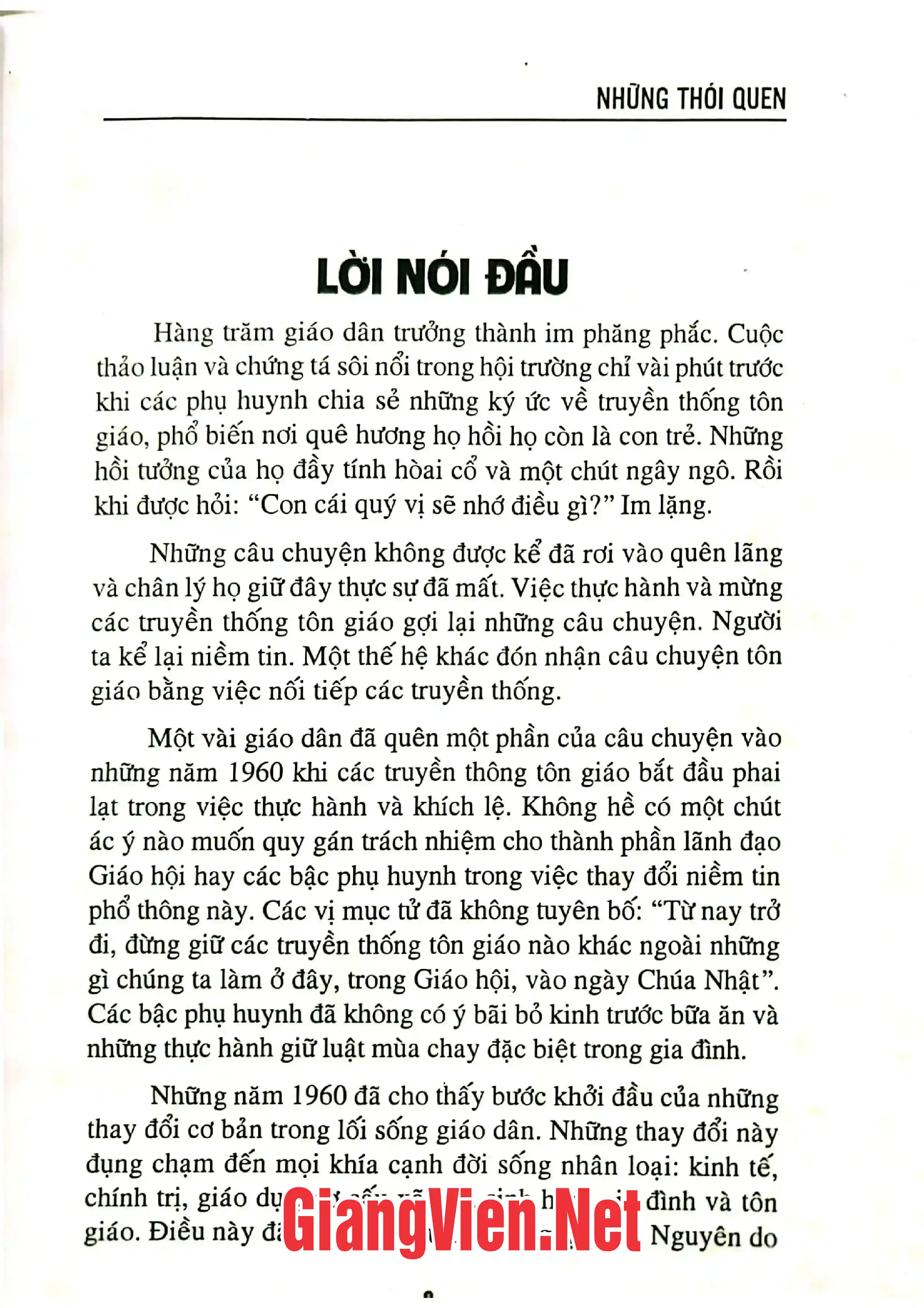 Mục lục chi tiết trang 1 sách Những thói quen và truyền thống Công giáo hướng dẫn chung
