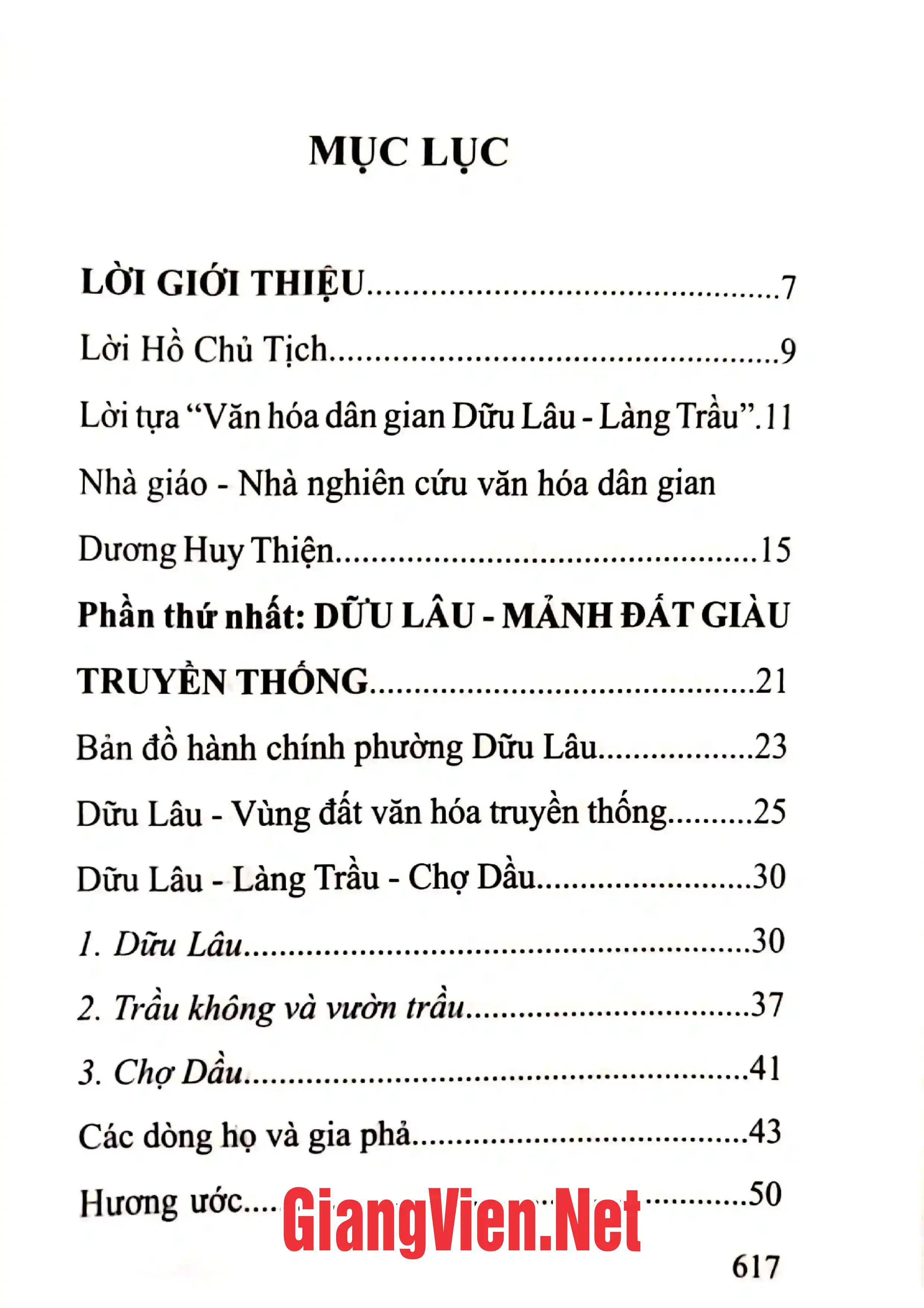Trang bìa chính thức sách Văn hóa dân gian Dữu Lâu - Làng Trẩu
