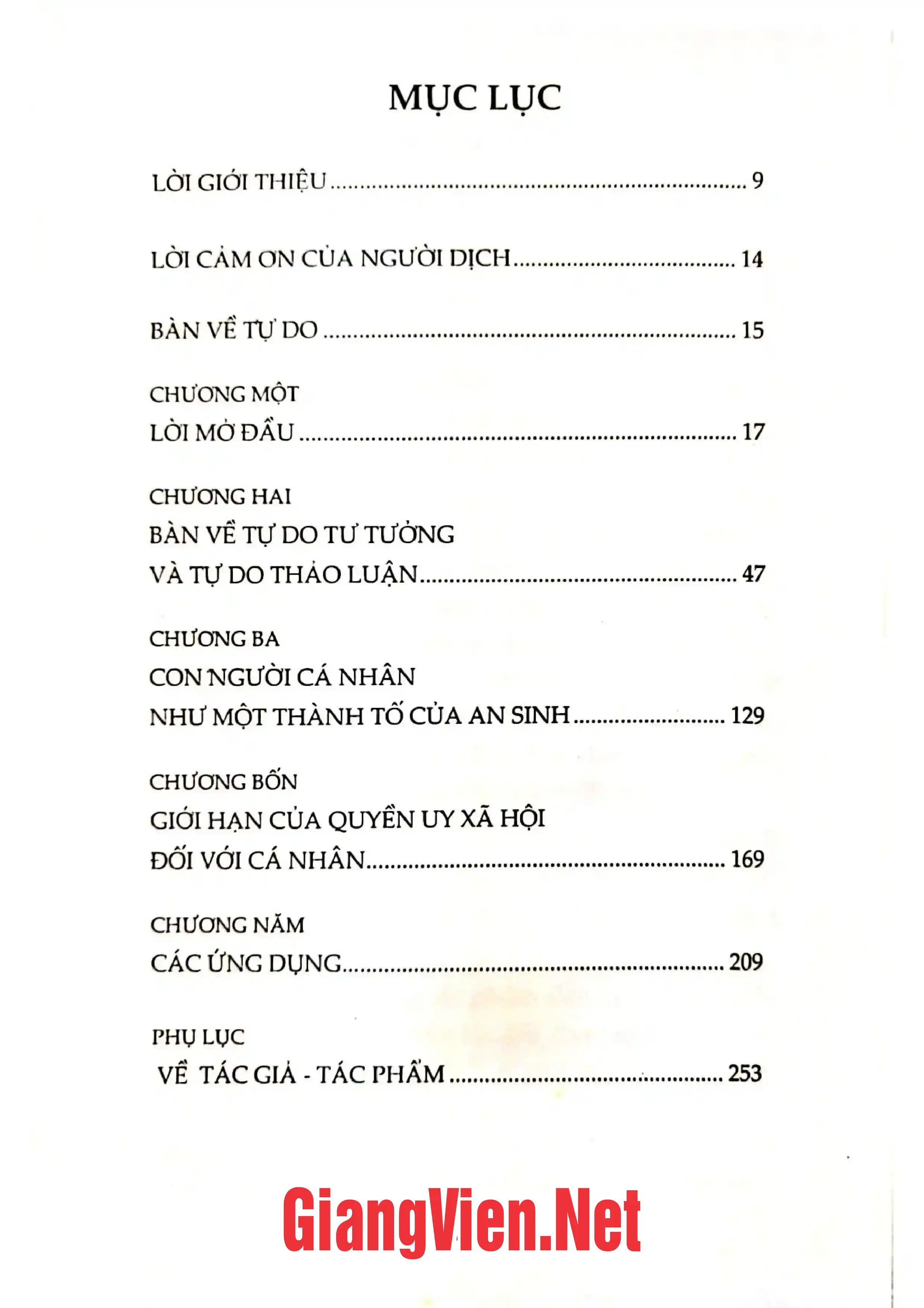 Trang bìa chính thức sách Bàn về tự do