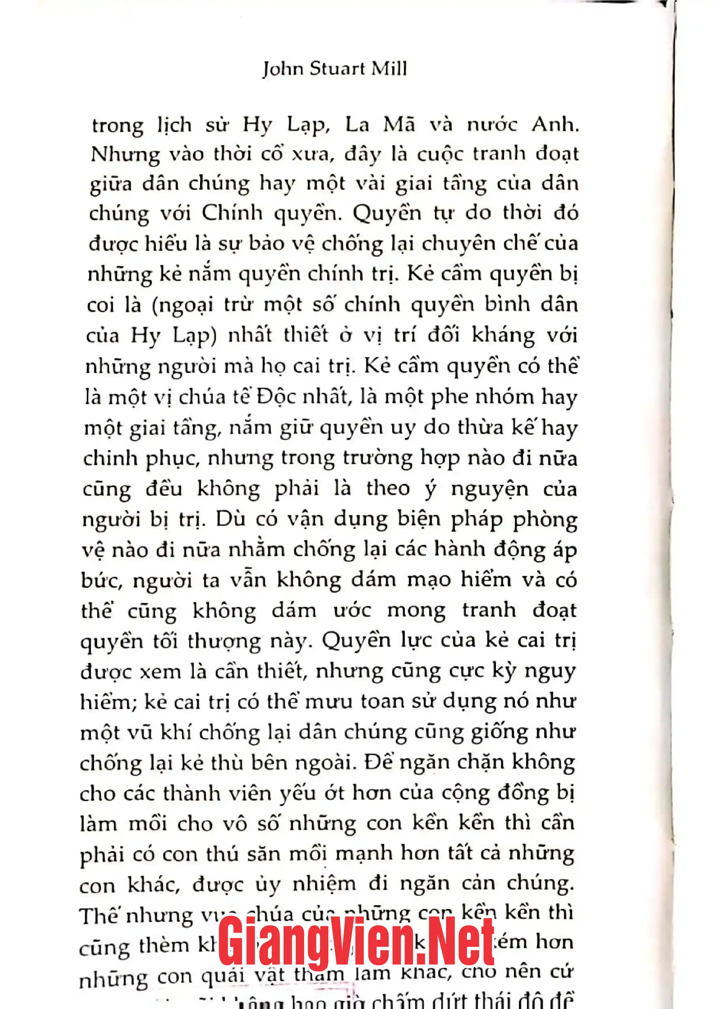 Nội dung trang phụ bản giới thiệu sách Bàn về tự do