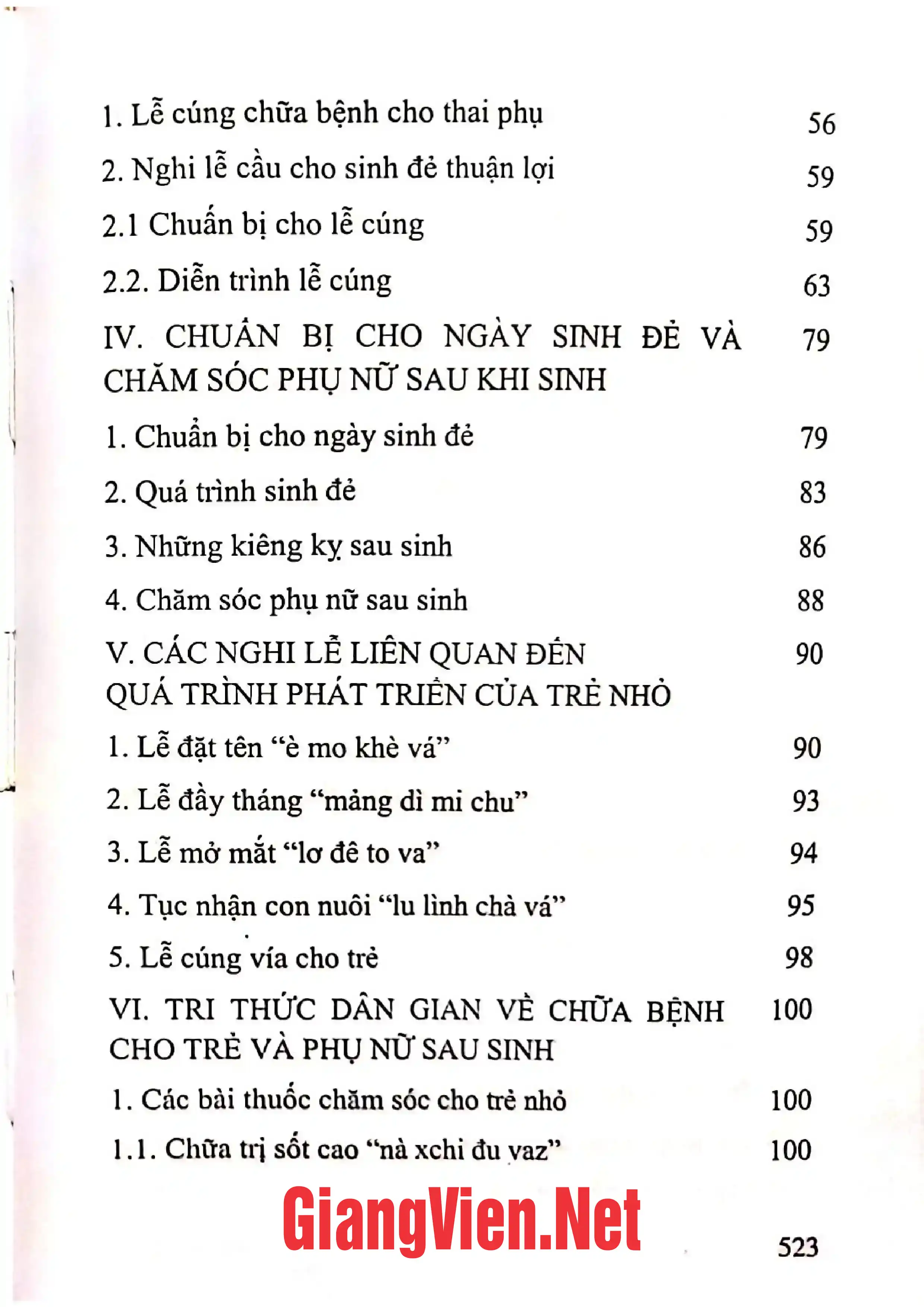 Mục lục chi tiết trang 2 sách Văn hóa dân gian người Xá Phó ở Lào Cai tập 2