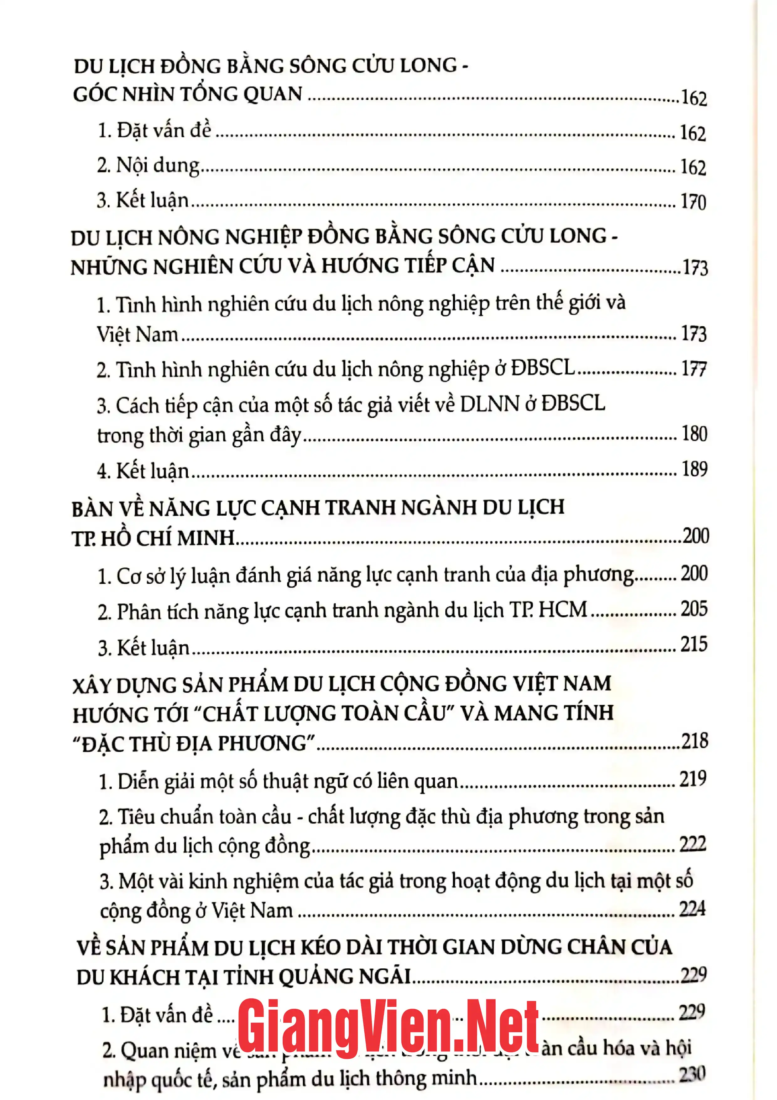 Mục lục chi tiết trang 3 sách Văn hóa và du lịch Việt Nam