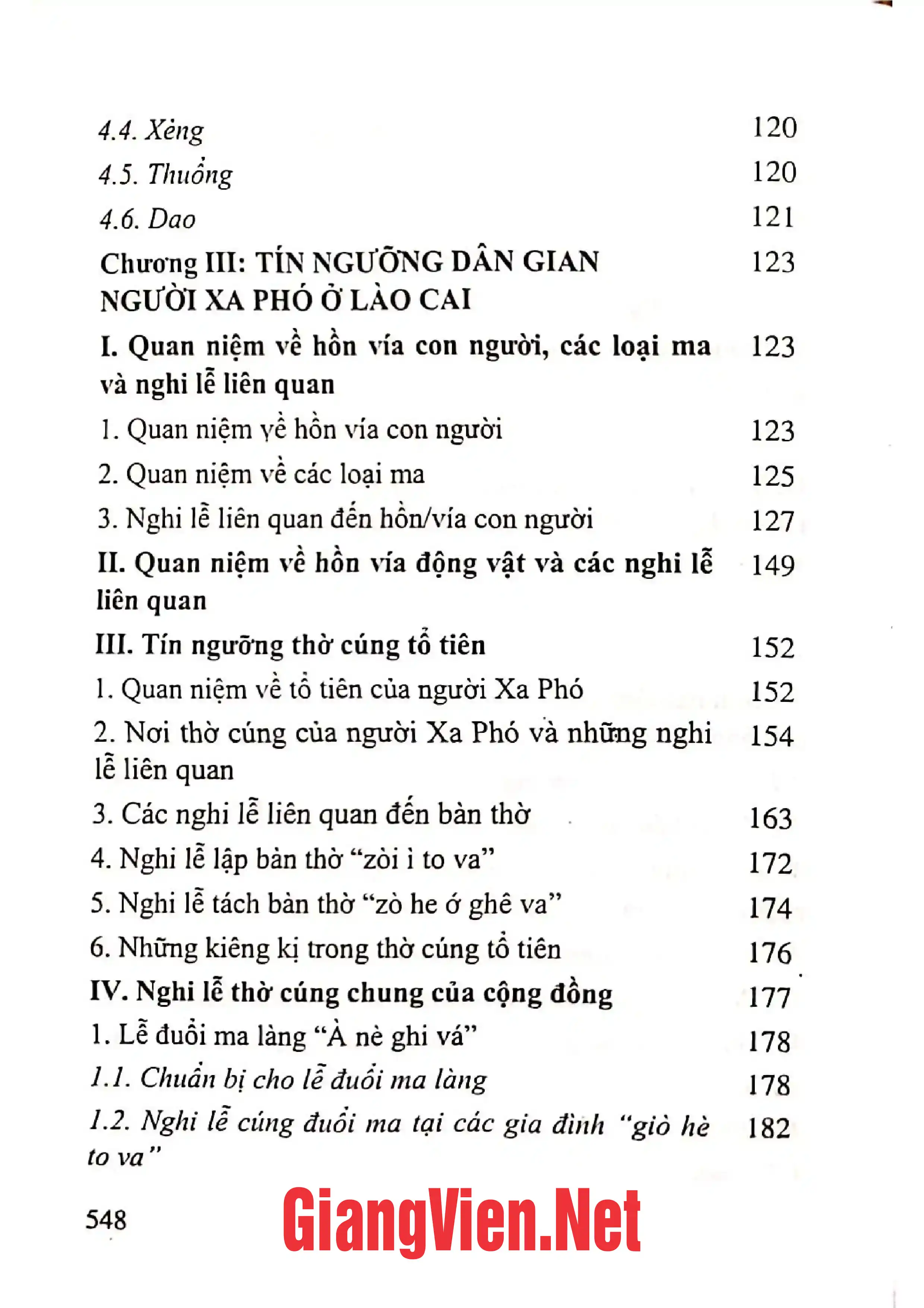 Mục lục chi tiết trang 3 sách Văn hóa dân gian người Xá Phó ở Lào Cai tập 1