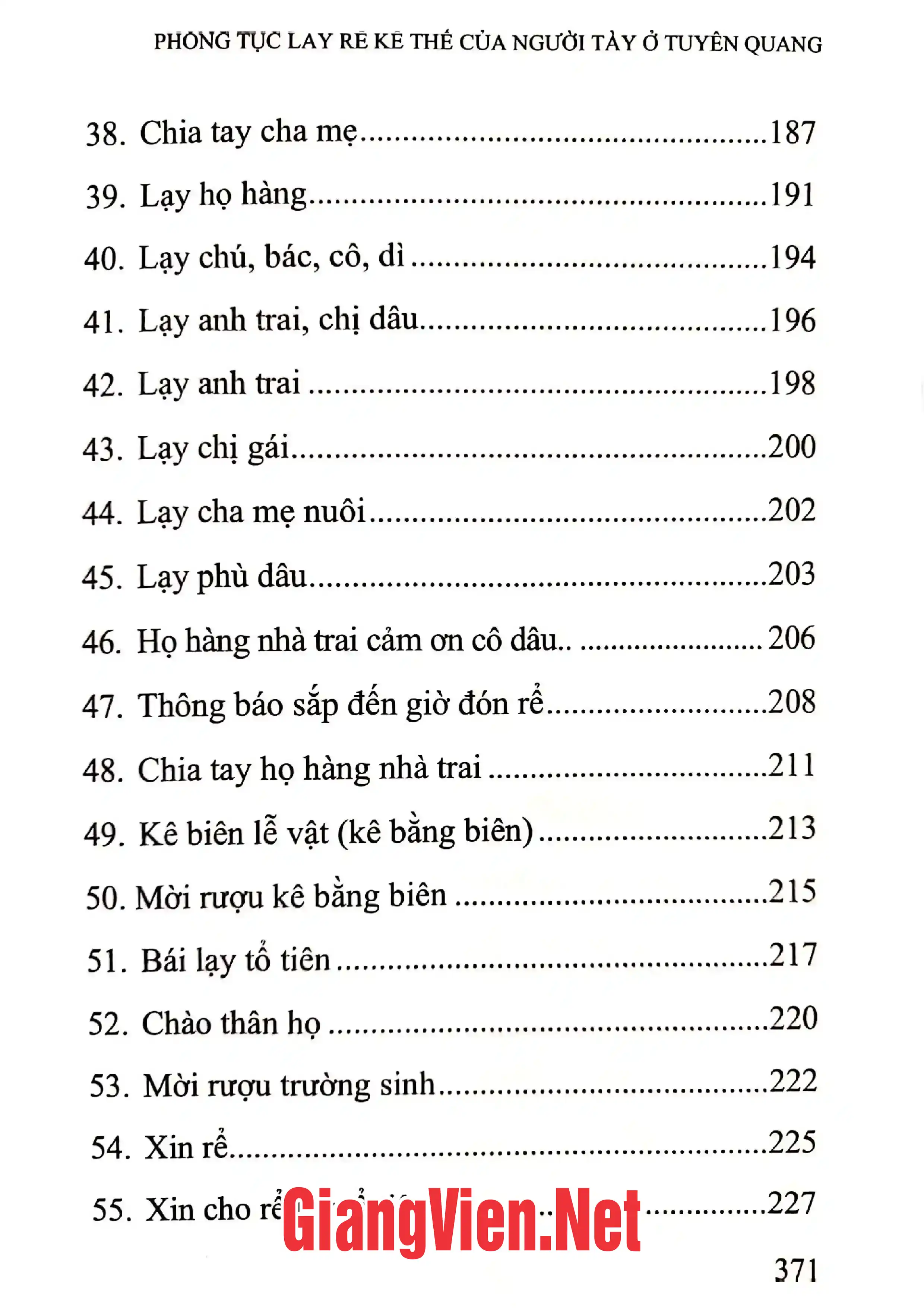 Nội dung trang phụ bản giới thiệu sách Phong tục lấy rể kế thế của người Tày ở Tuyên Quang