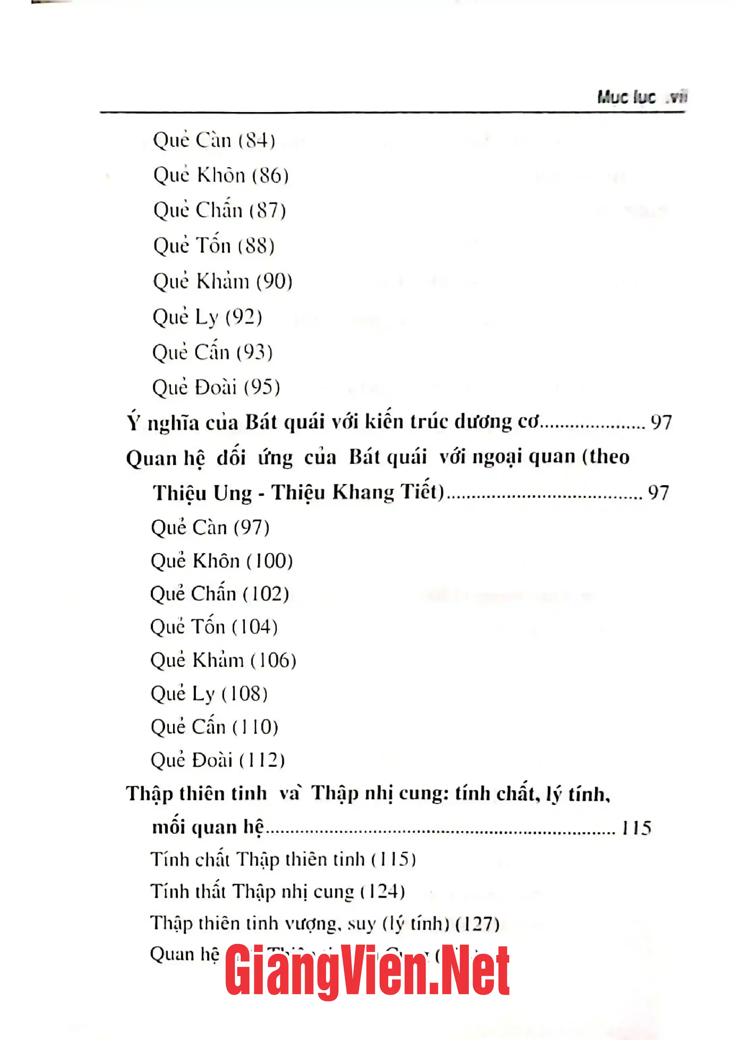 Mục lục chi tiết trang 2 sách Dịch học ngũ linh