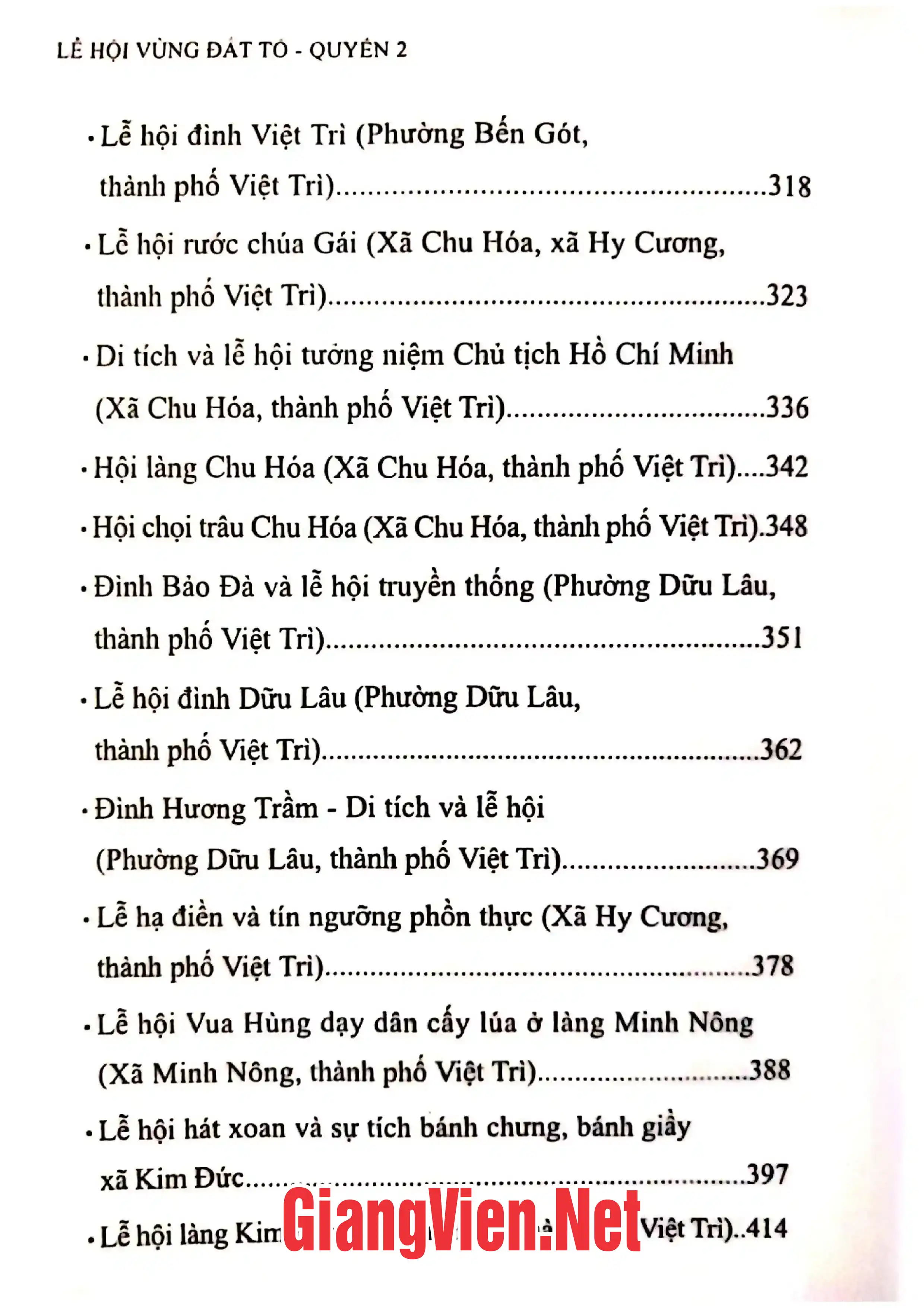 Mục lục chi tiết trang 3 sách Lễ hội vùng đất Tổ quyền 2