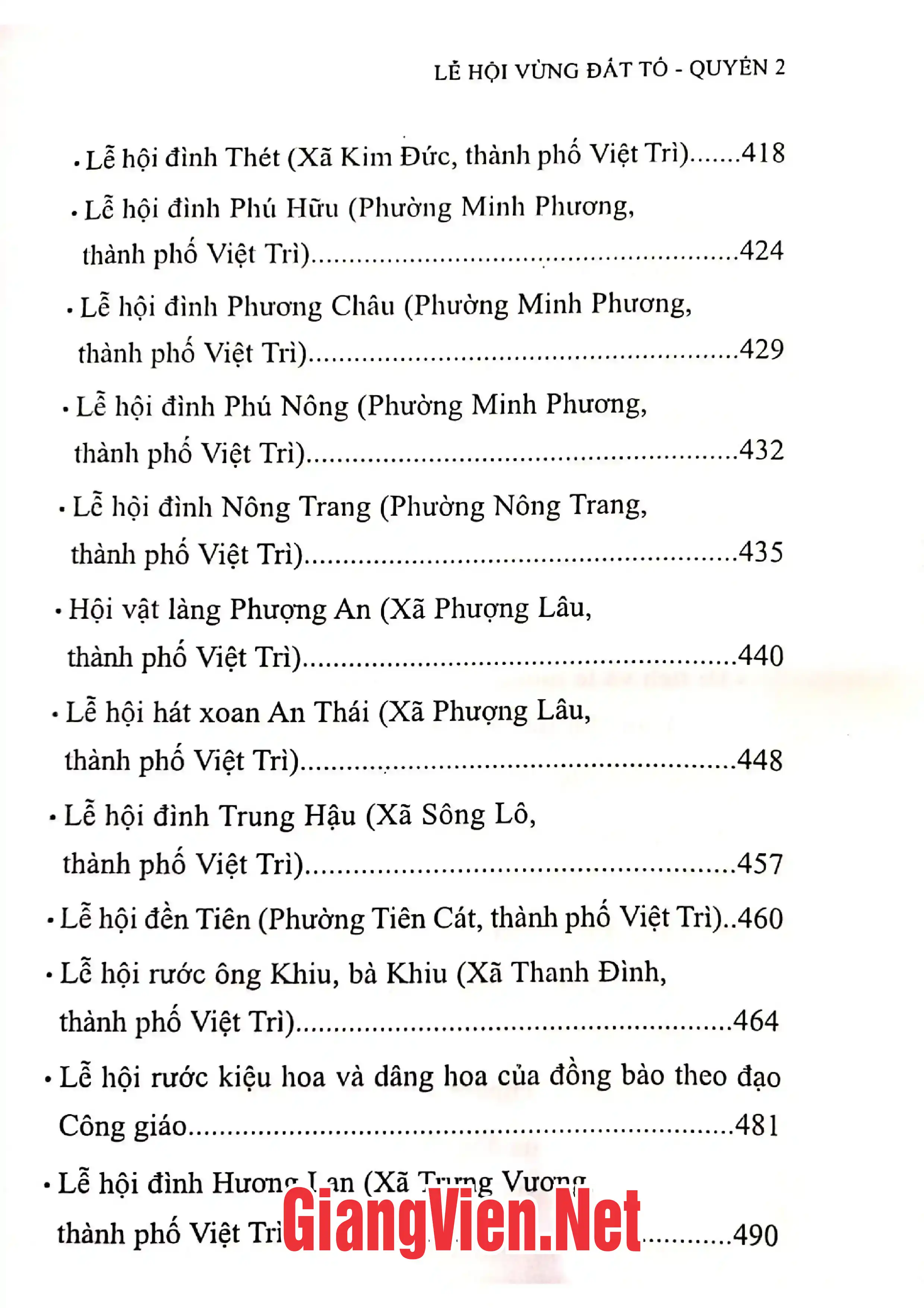 Nội dung trang phụ bản giới thiệu sách Lễ hội vùng đất Tổ quyền 2