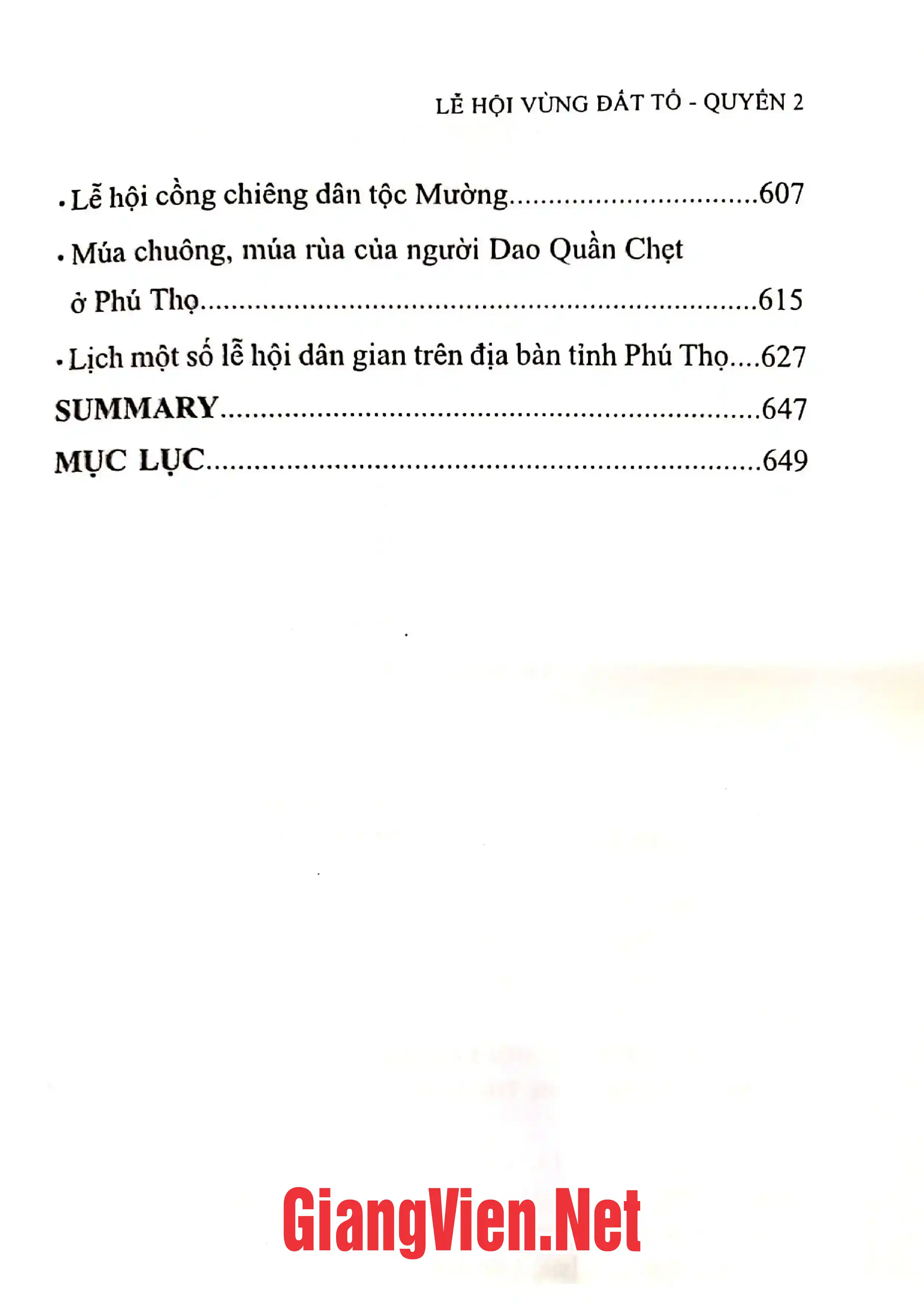 Nội dung mục lục và hình ảnh sách Lễ hội vùng đất Tổ quyền 2 - Trang 6