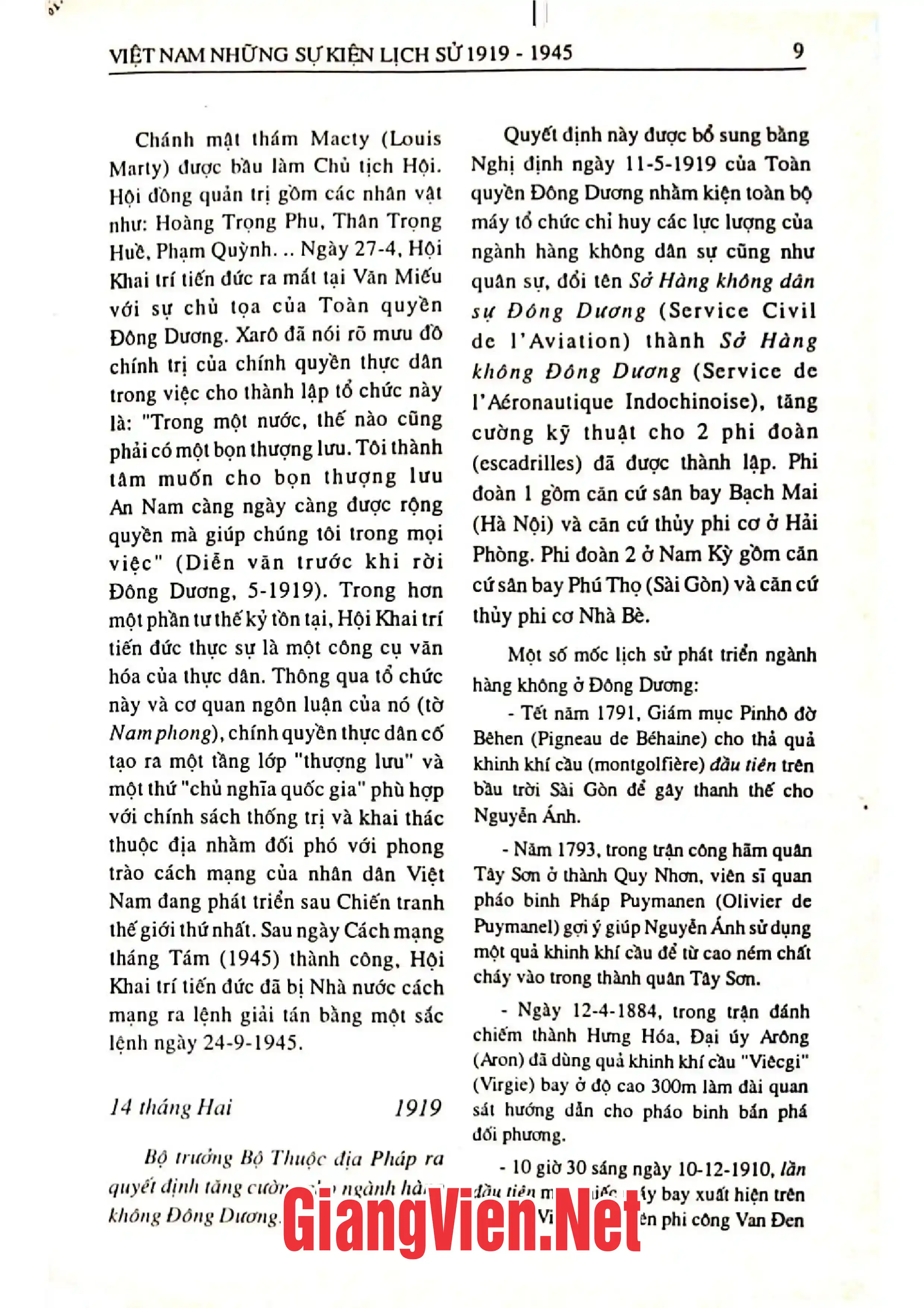 Mục lục chi tiết trang 3 sách Việt Nam những sự kiện lịch sử 1919 - 1945