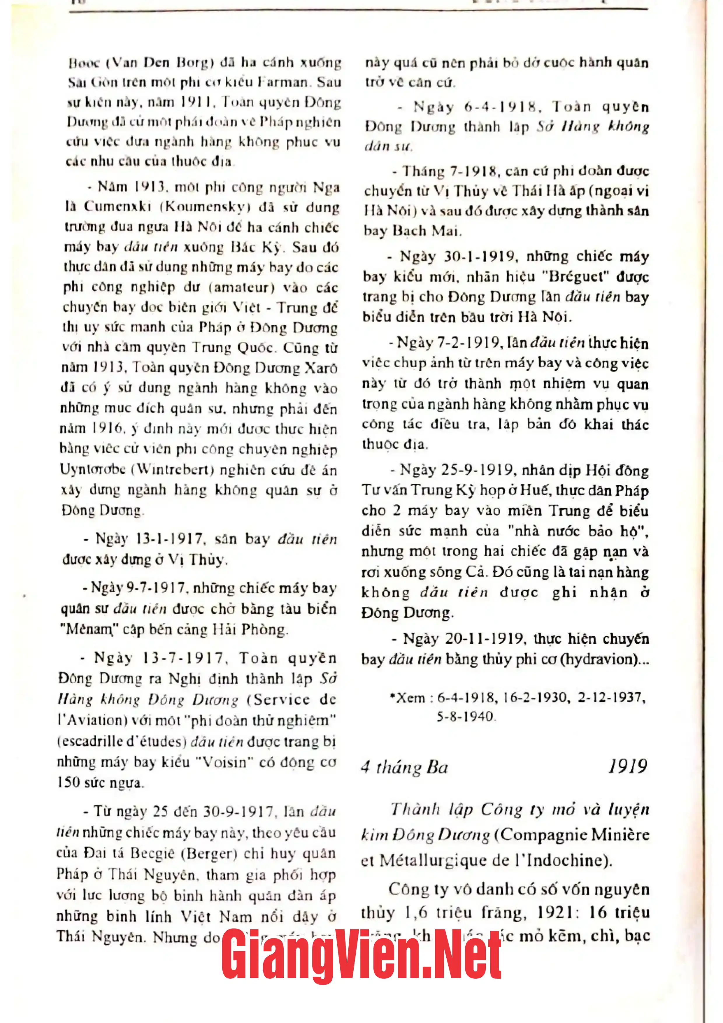 Nội dung trang phụ bản giới thiệu sách Việt Nam những sự kiện lịch sử 1919 - 1945