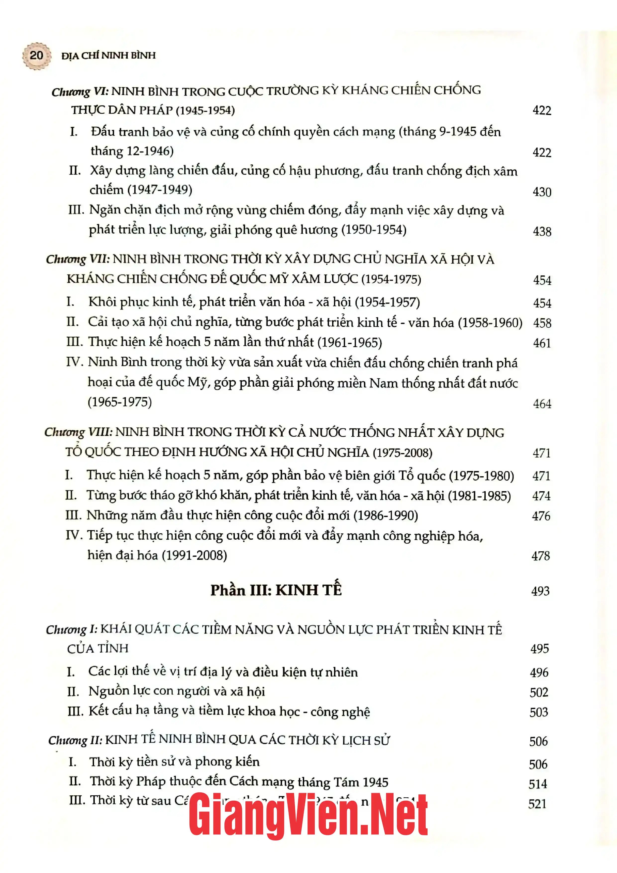 Mục lục chi tiết trang 3 sách Địa chí Ninh Bình