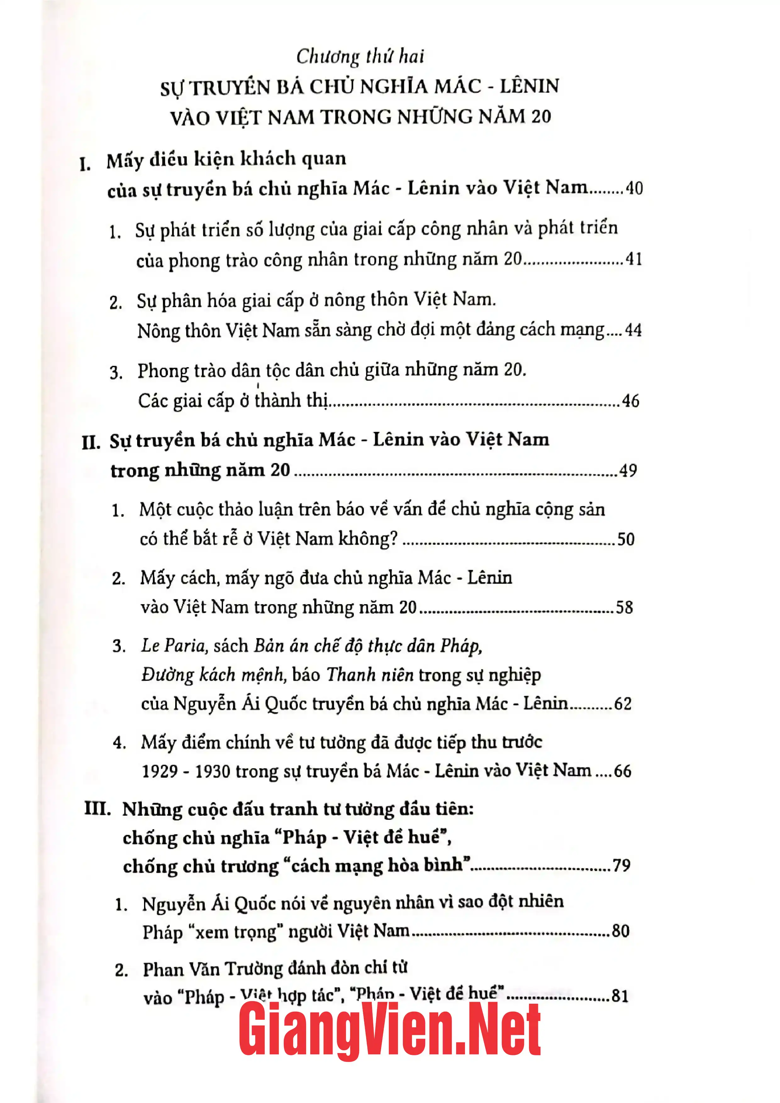 Mục lục chi tiết trang 1 sách Sự phát triển của tư tưởng Việt Nam từ thế kỷ 19 đến cách mạng tháng Tám, Tập 3