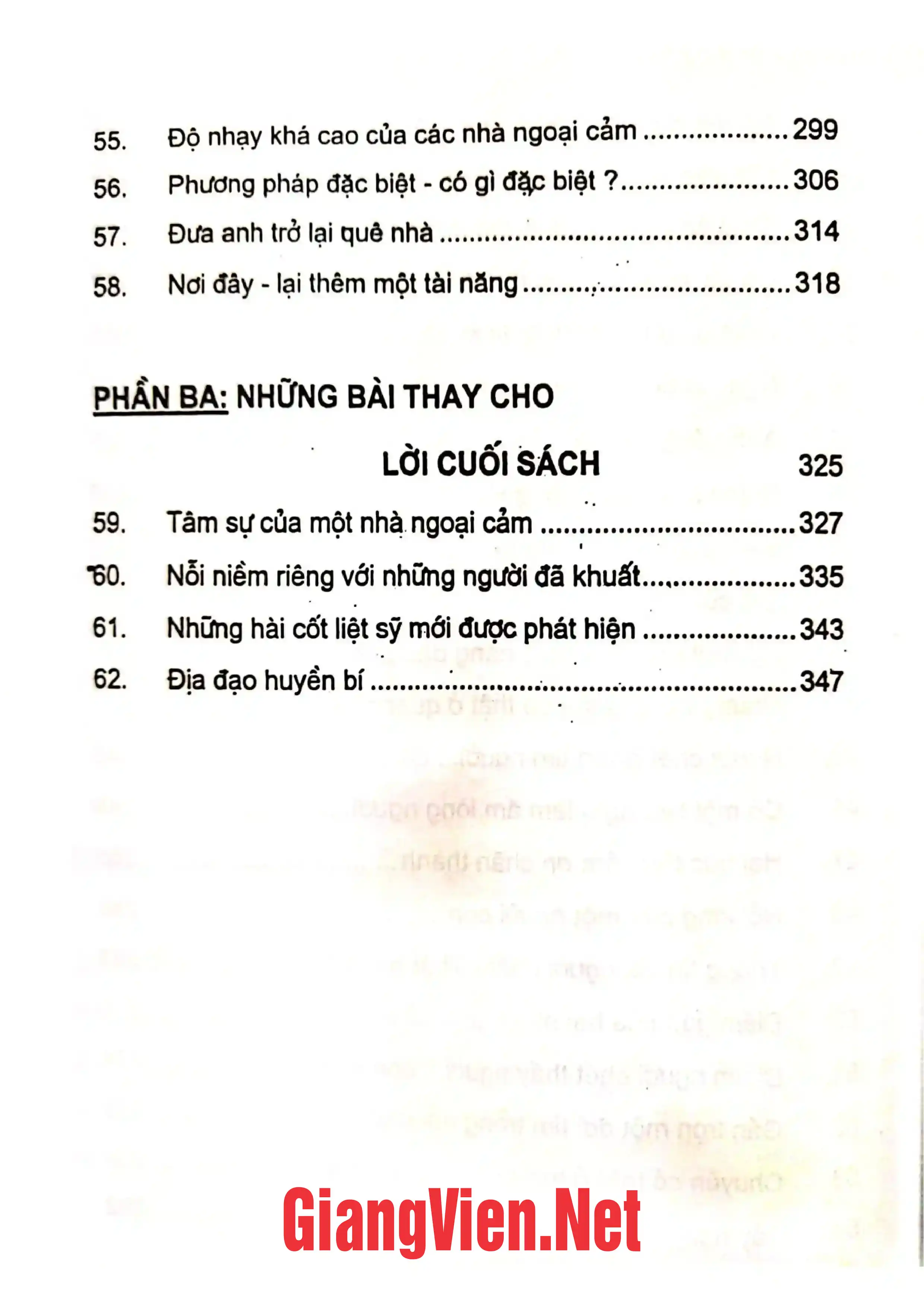 Mục lục chi tiết trang 3 sách Những câu chuyện về thế giới tâm linh