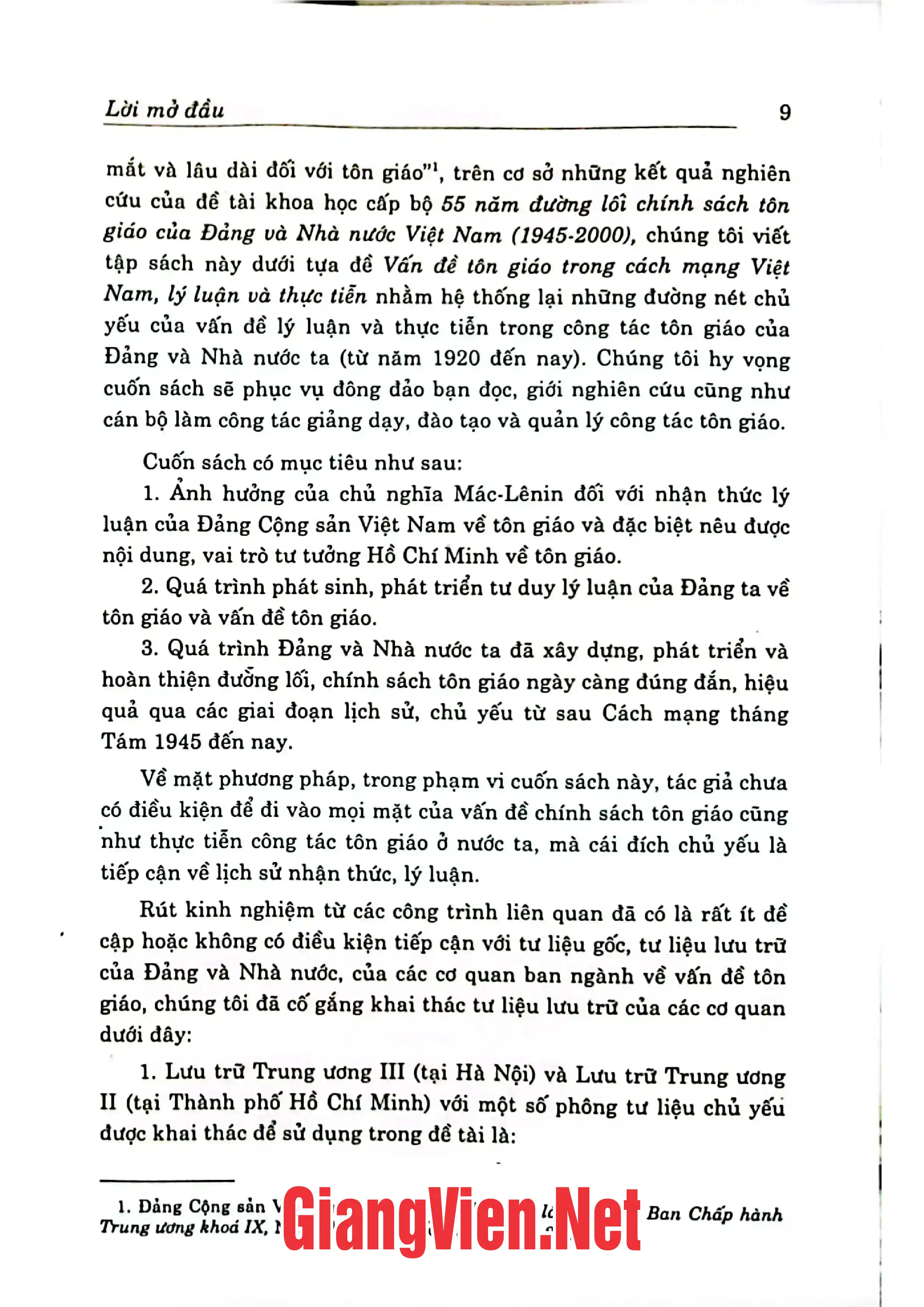 Nội dung trang phụ bản giới thiệu sách Vấn đề tôn giáo trong cách mạng Việt Nam lý luận và thực tiễn