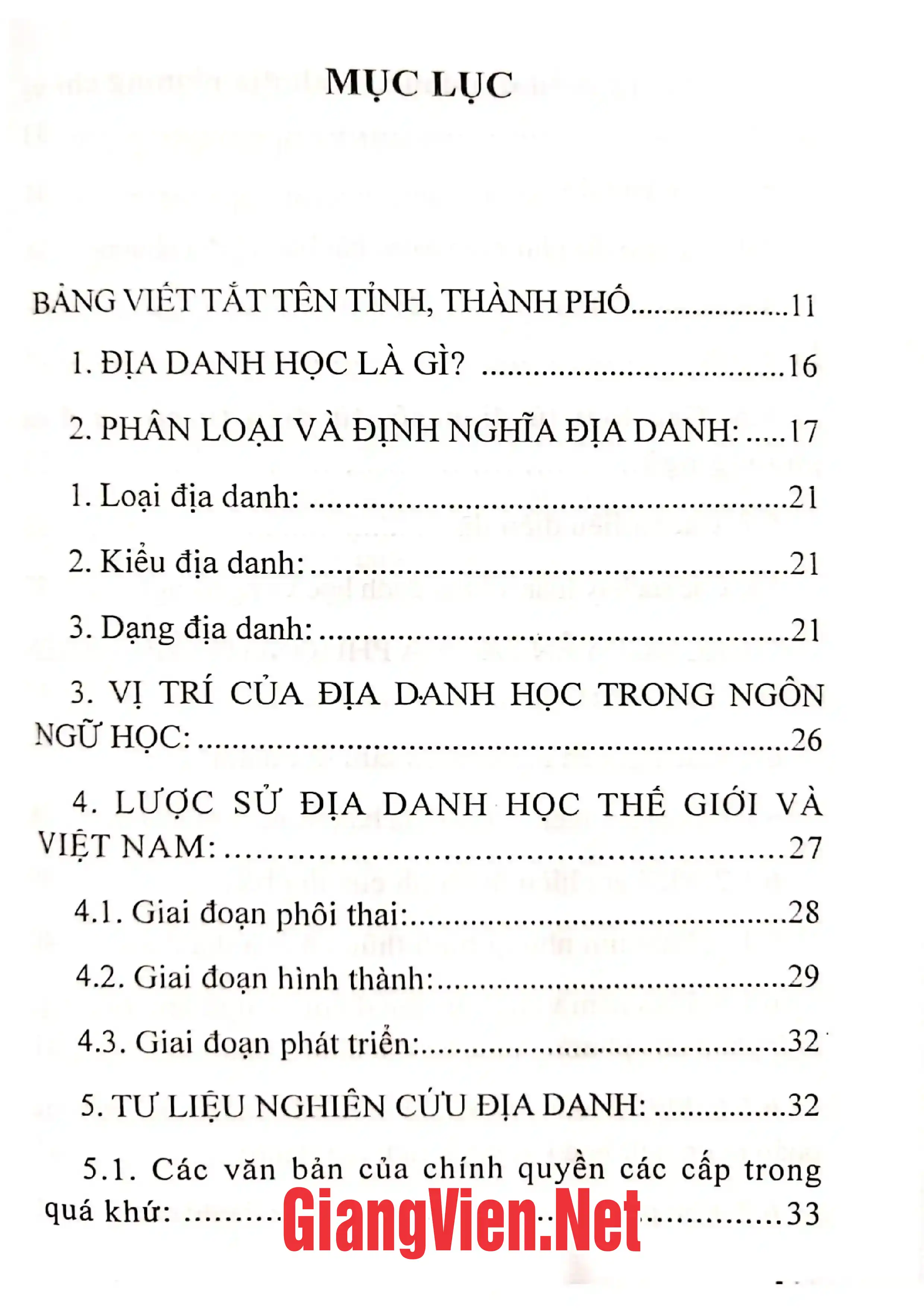 Trang bìa chính thức sách Địa danh học Việt Nam