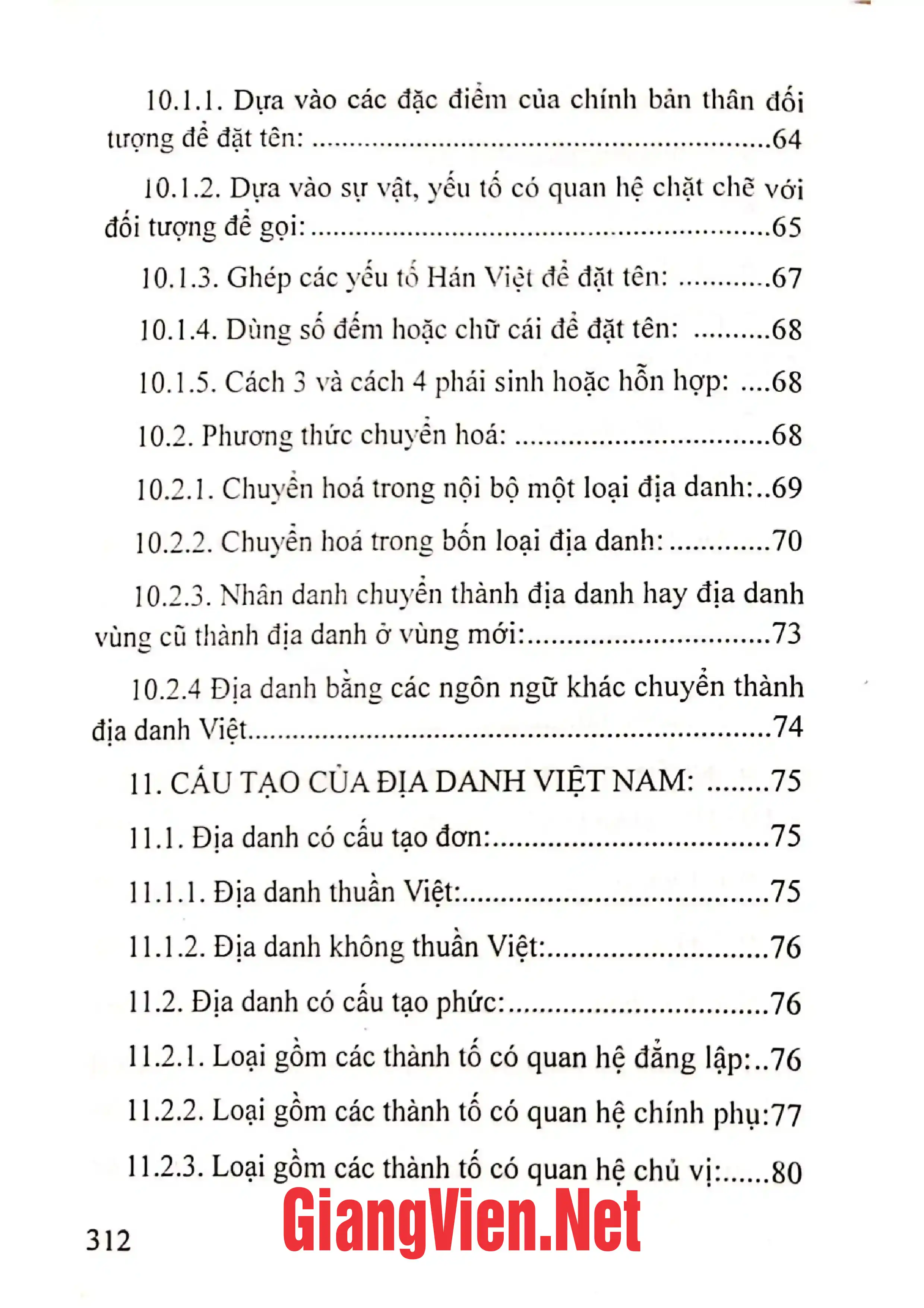 Mục lục chi tiết trang 3 sách Địa danh học Việt Nam