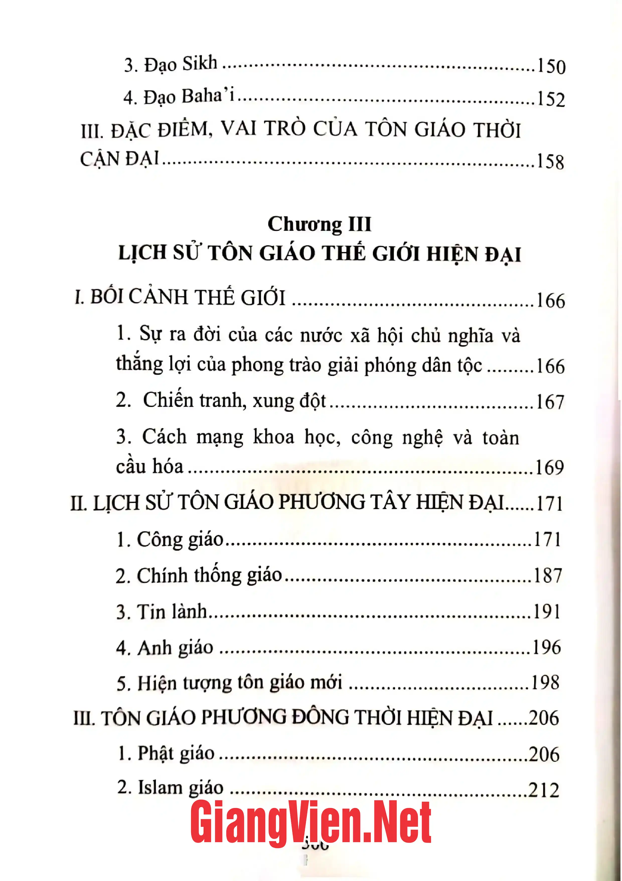 Mục lục chi tiết trang 2 sách Lịch sử tôn giáo thế giới và Việt Nam