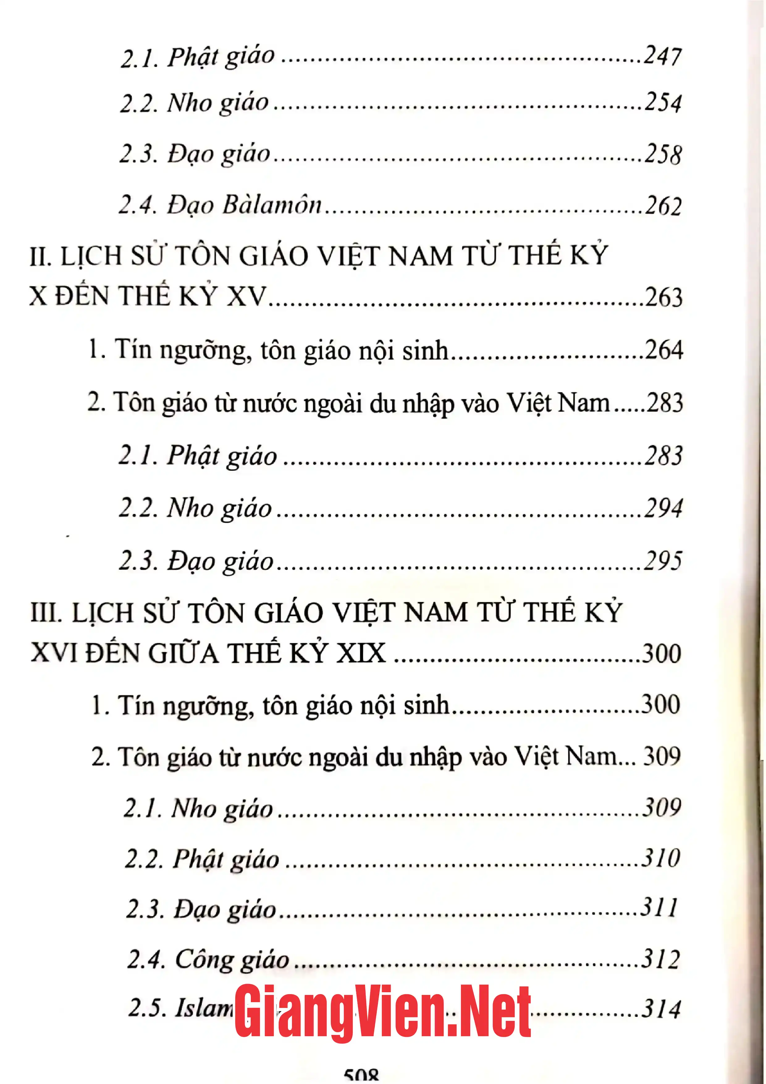 Nội dung trang phụ bản giới thiệu sách Lịch sử tôn giáo thế giới và Việt Nam