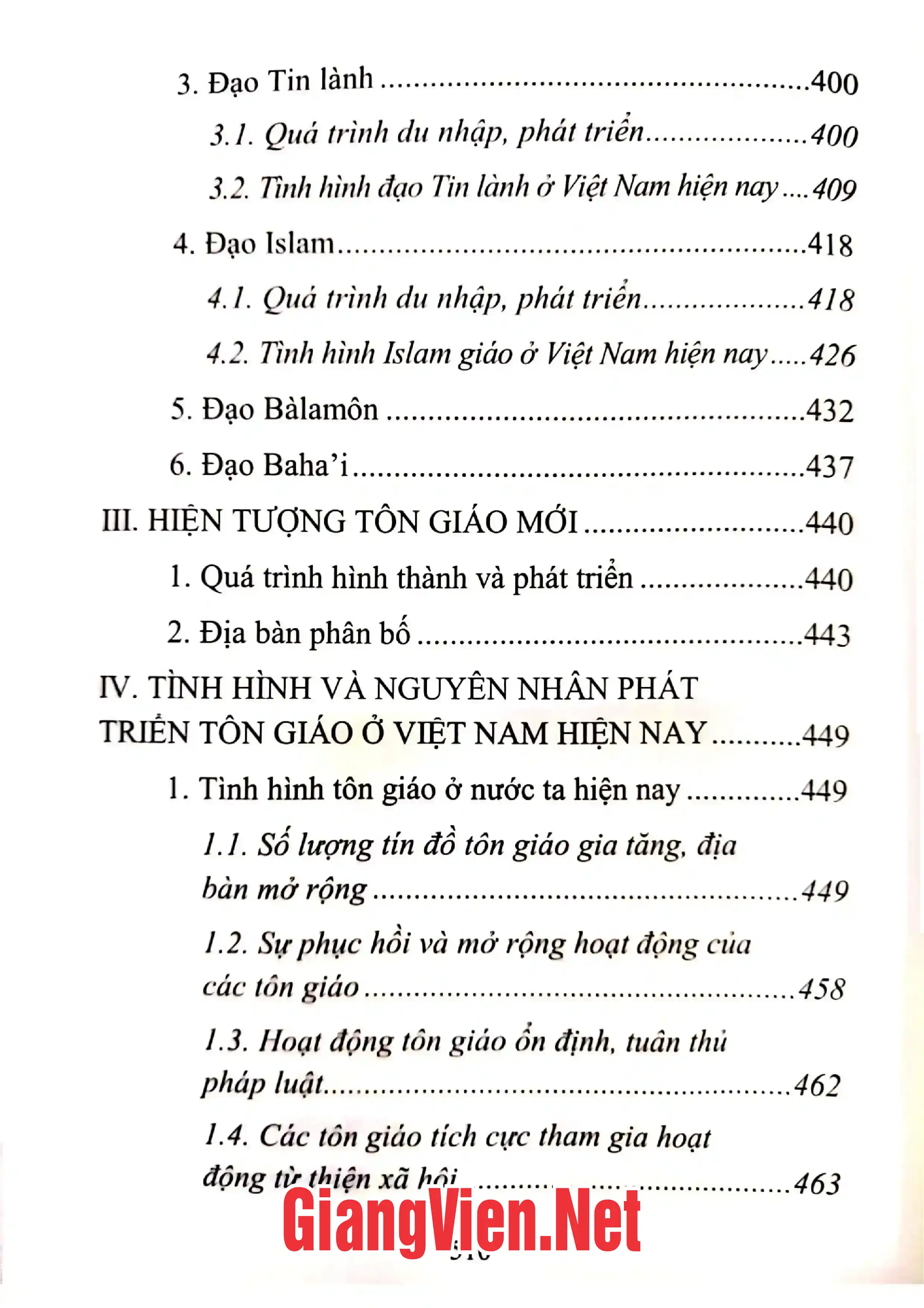 Nội dung mục lục và hình ảnh sách Lịch sử tôn giáo thế giới và Việt Nam - Trang 6